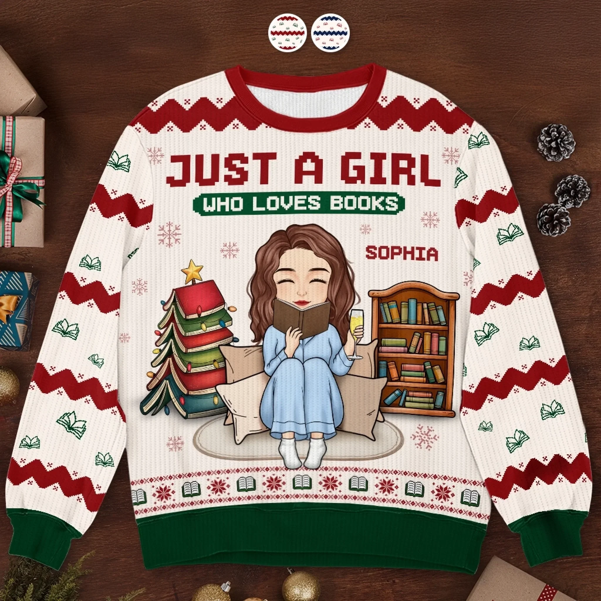 Custom Unisex Ugly Sweatshirt - Personalized  Christmas Bookish Gifts For Book Lovers, Bookworms, Readers - Santa Knows I  d Rather Be Reading - Robaser