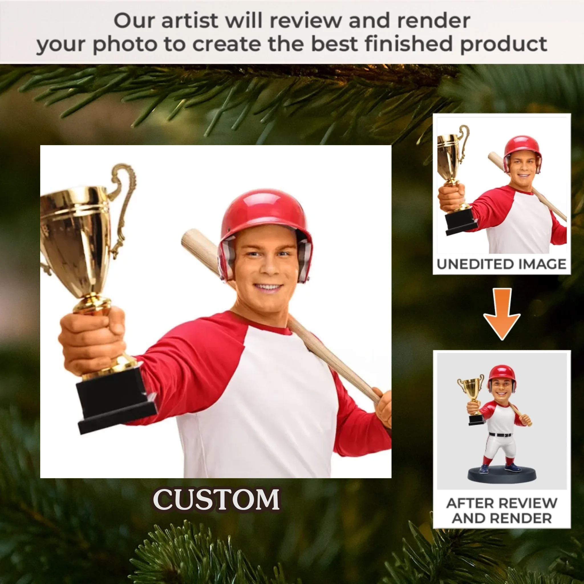 Custom Photo Acrylic Ornament - Personalized Christmas Birthday Sport Gifts For Sports Lovers - Deck The Halls With Baseballs - Robaser