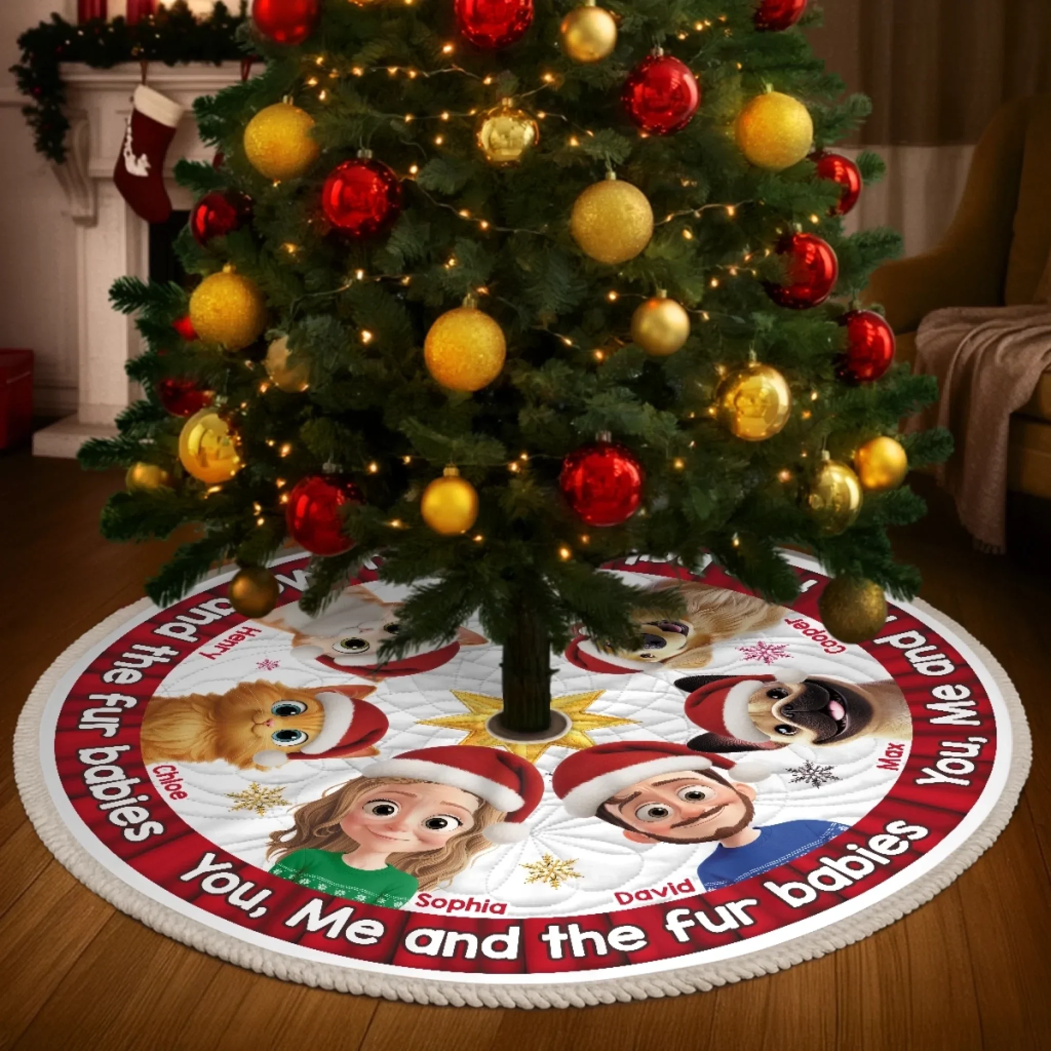 Custom Tree Skirt - Personalized Anniversary Christmas Wedding Gifts For Husband And Wife, Dog Cat Lovers - You, Me And Our Perfectly Pawsome Life - Robaser