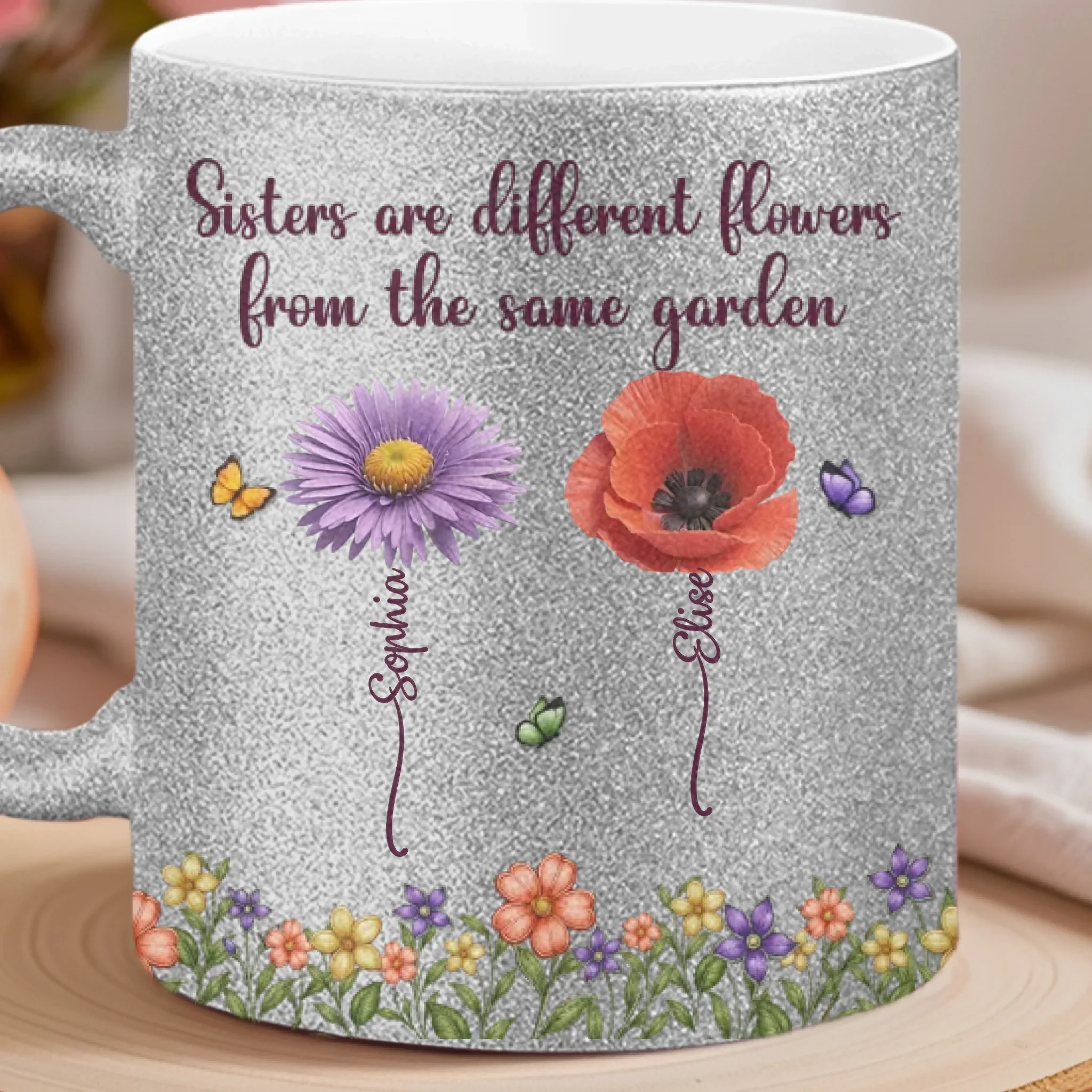 Custom 11OZ Glitter Matte Ceramic Mug - Personalized Best Friend Birthday Gifts For Women, Besties, Sisters, BFF - Laughter Is Our Everyday Magic - Robaser