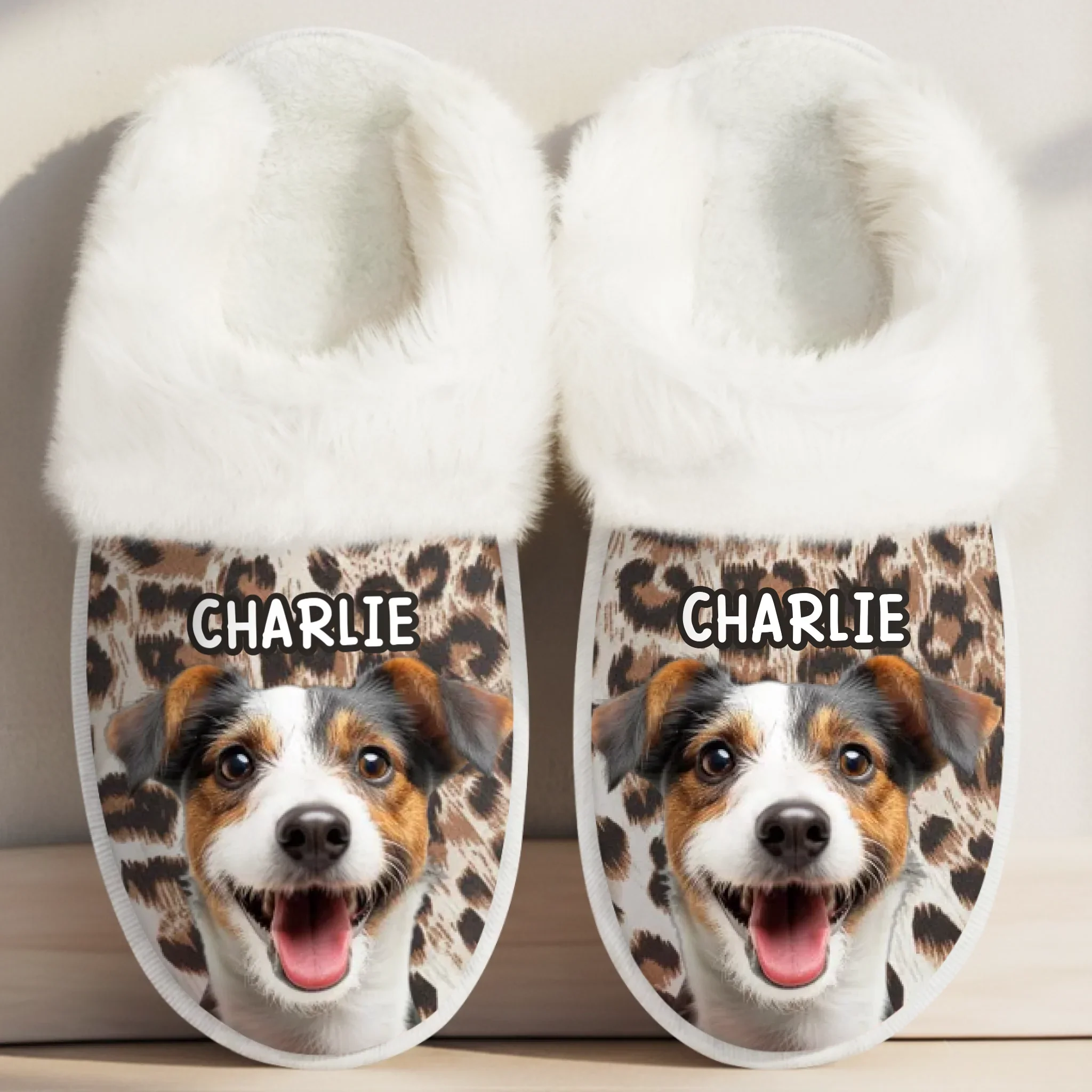 Custom Photo Fluffy Slippers With Fur Lining - Personalized Christmas Birthday Gifts For Dog Cat Lovers, Dog Dad And Mom, Cat Owners - Living My Best Paw Life - Robaser