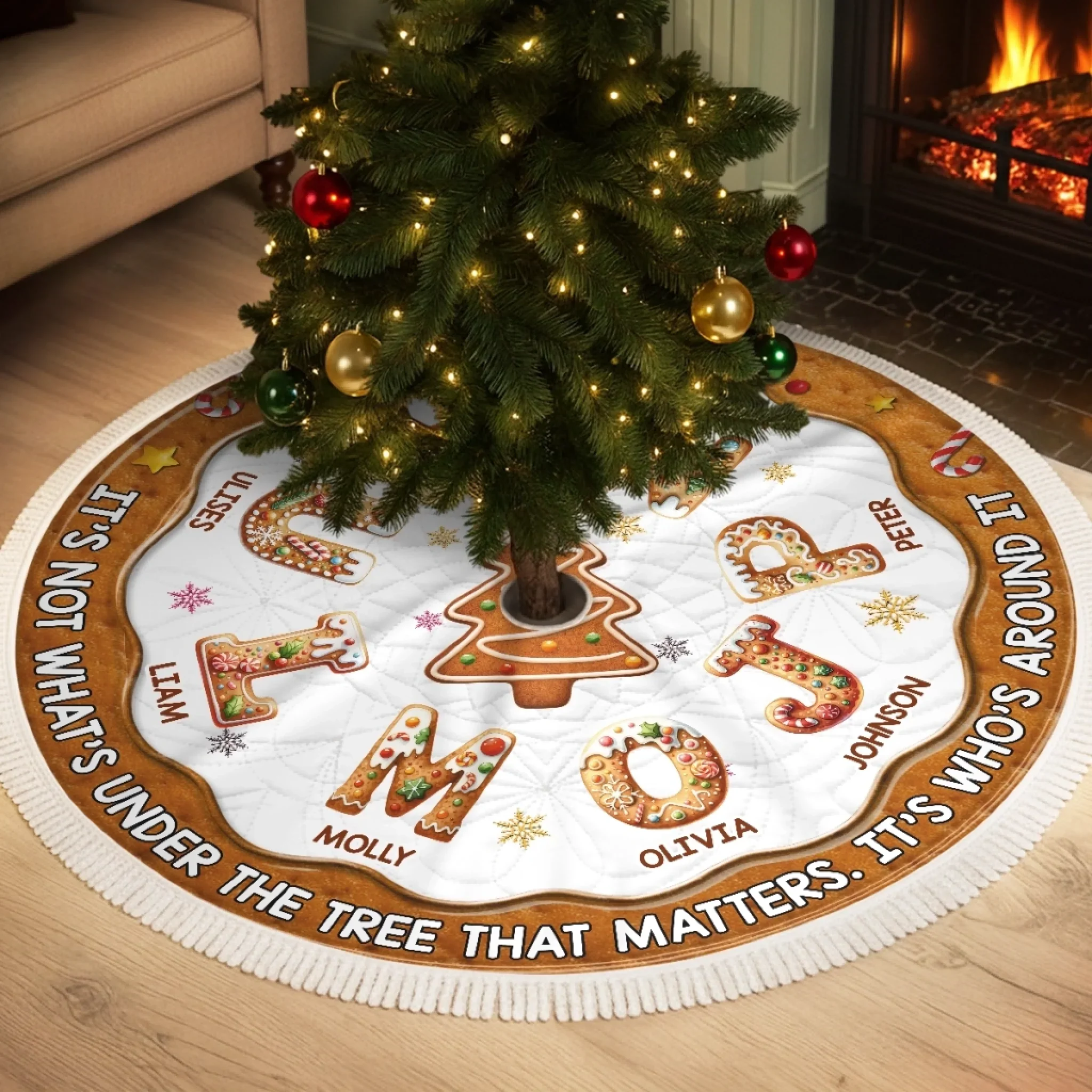 Custom Tree Skirt - Personalized Christmas Birthday Gifts For Mom, Dad, Brother, Sister, Kids - Merry Moments Start Here - Robaser