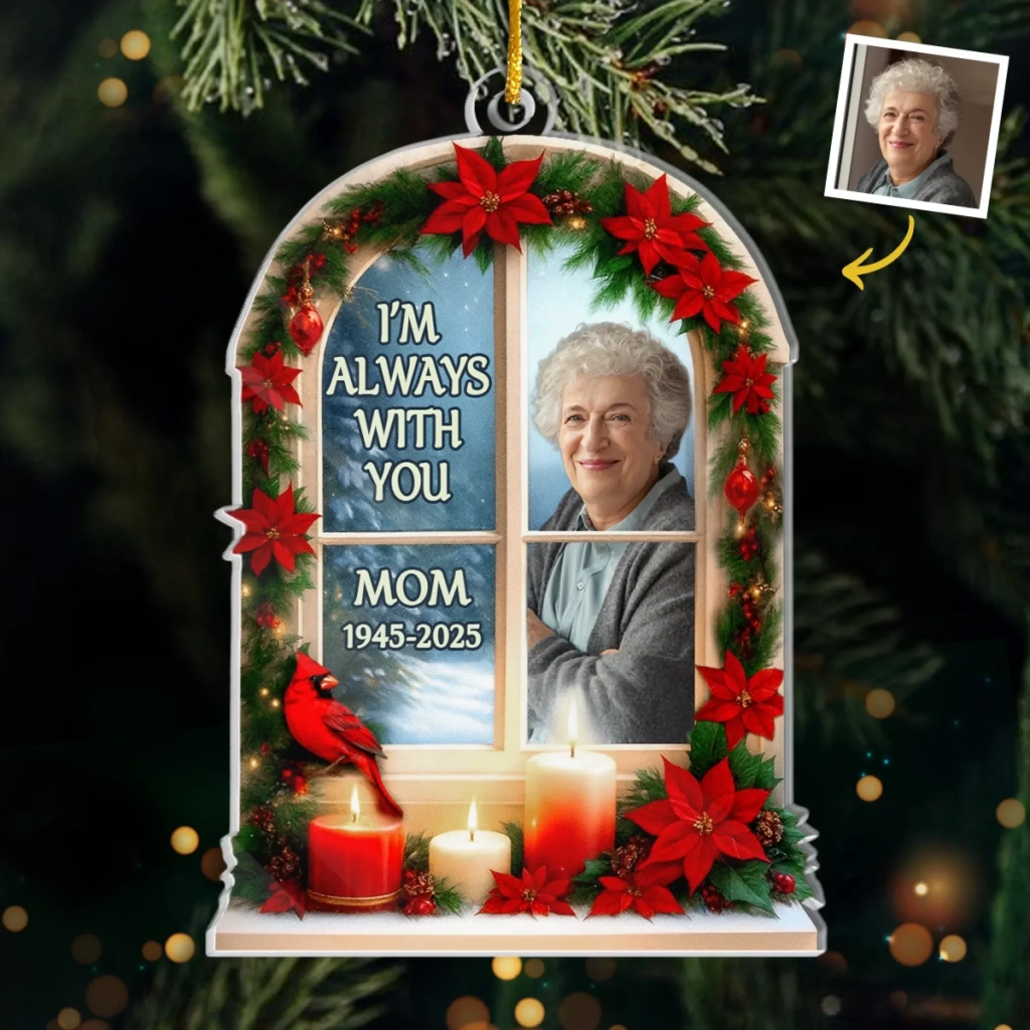 Custom Photo Acrylic Ornament - Personalized Christmas Memorial Sympathy Gifts For Loss Of Mom, Dad - The Light Of Your Love Guides Me - Robaser