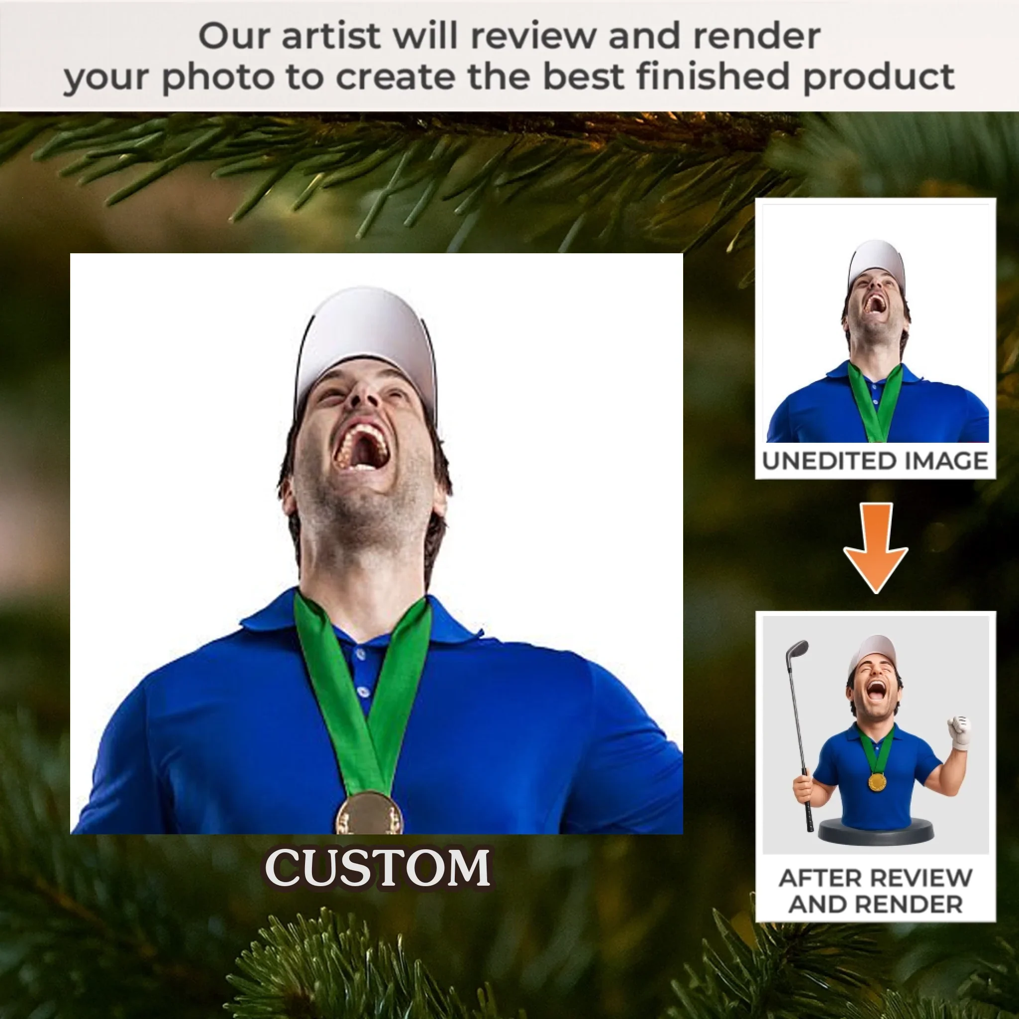 Custom Photo Acrylic Ornament - Personalized Christmas Birthday Golf Gifts For Men, Women - Golf Days Happy Plays - Robaser