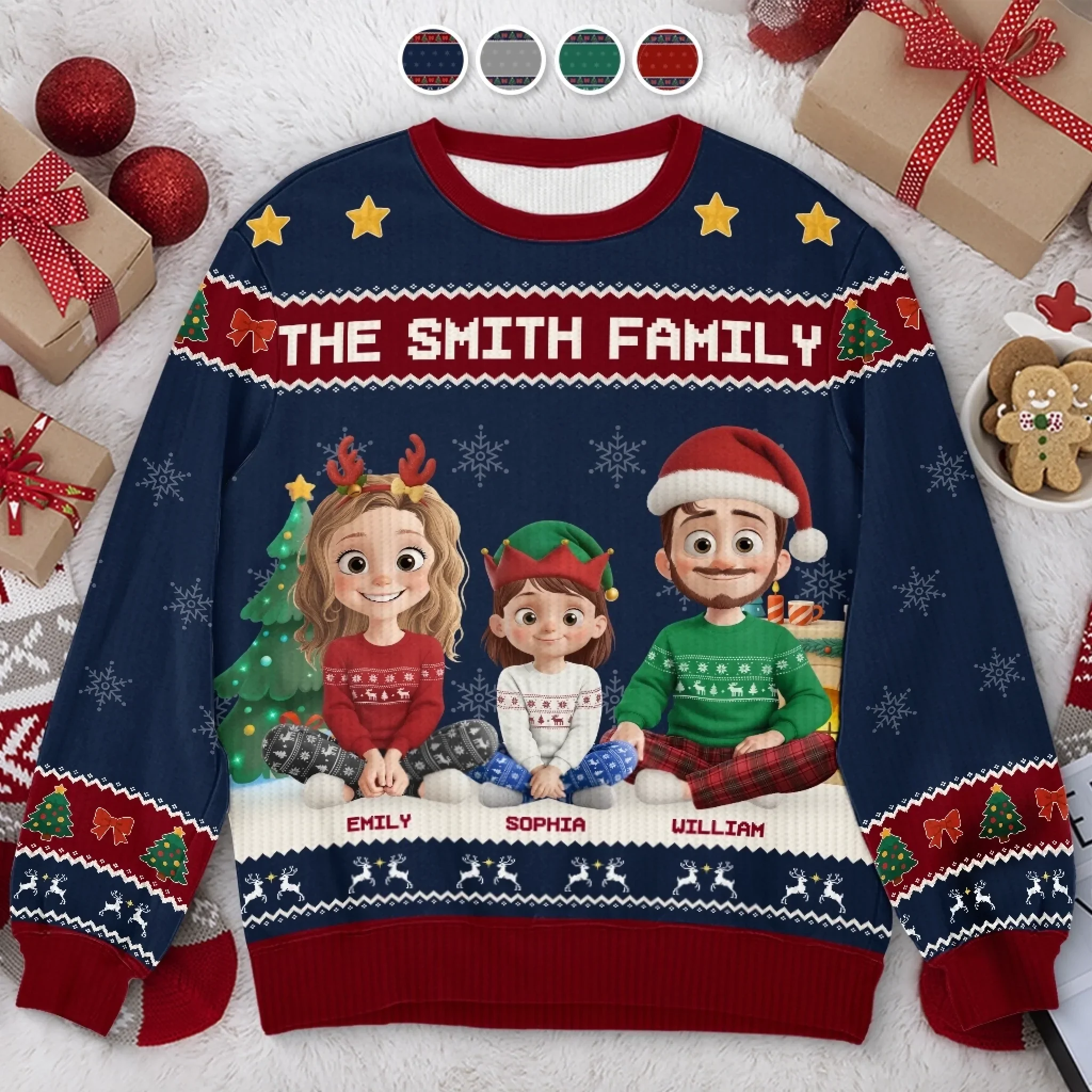 Custom Unisex Ugly Sweatshirt - Personalized  Christmas Birthday Gifts For Family, Dog Cat Lovers - All We Need For Christmas Is Family - Robaser