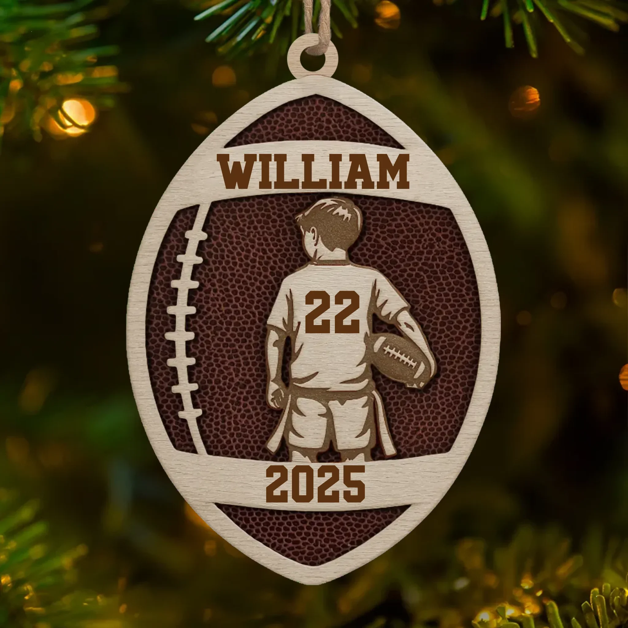 Custom American Football Wood Ornament -Personalized Gift For Birthday, Football Football Lovers, NFL Fans, Sport Lovers, Senior Graduation Gift, Christmas Gifts, Christmas Decoration - Born To Play - Robaser