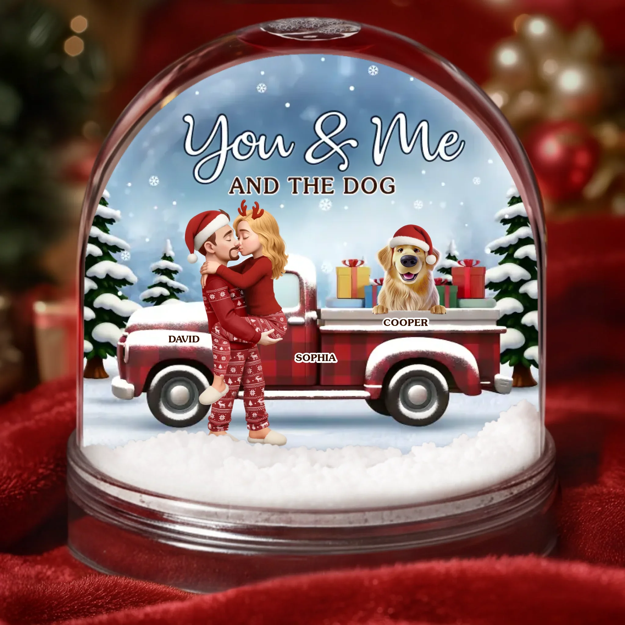 Custom Acrylic Snow Globe - Personalized  Anniversary Christmas Wedding Gifts For Husband And Wife, Dog Dad And Mom - Pawsitively In Love - Robaser