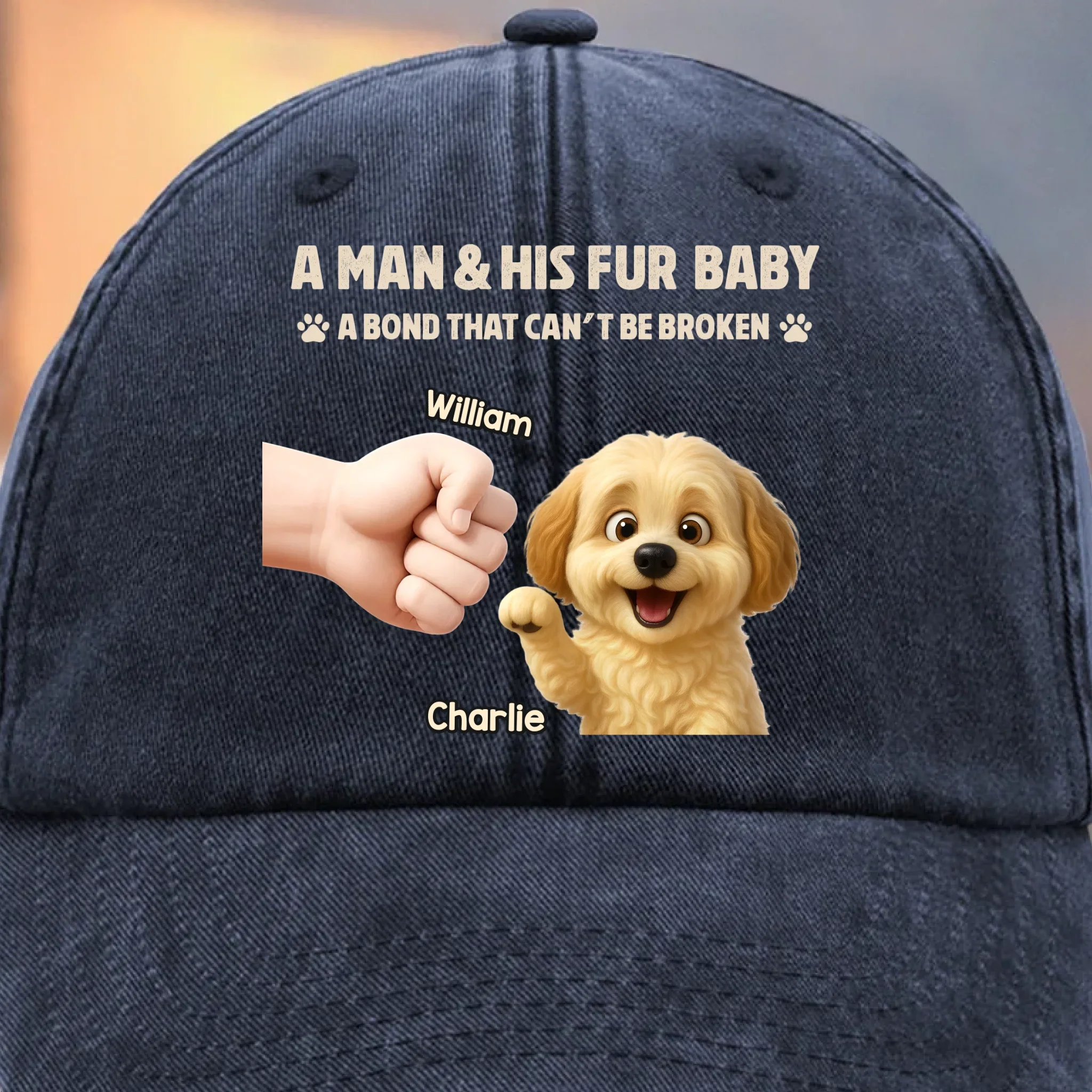 Custom Vintage Washed Denim Baseball Cap - Personalized Christmas Birthday Gifts For Dog Cat Lovers, Dog Dad And Mom, Cat Owners - Best Bro Comes With Fur - Robaser
