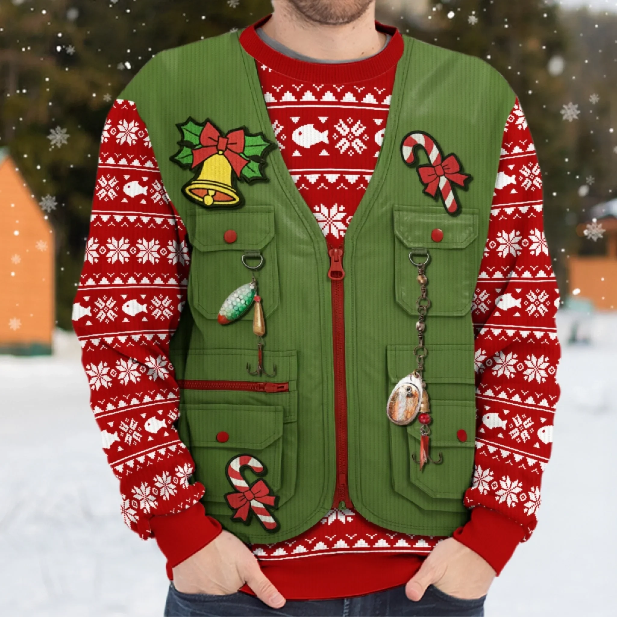 Custom Photo Unisex Ugly Sweatshirt - Personalized  Christmas Birthday Fishing Gifts For Fisherman - Santa  s Fishing Buddy Since Forever - Robaser