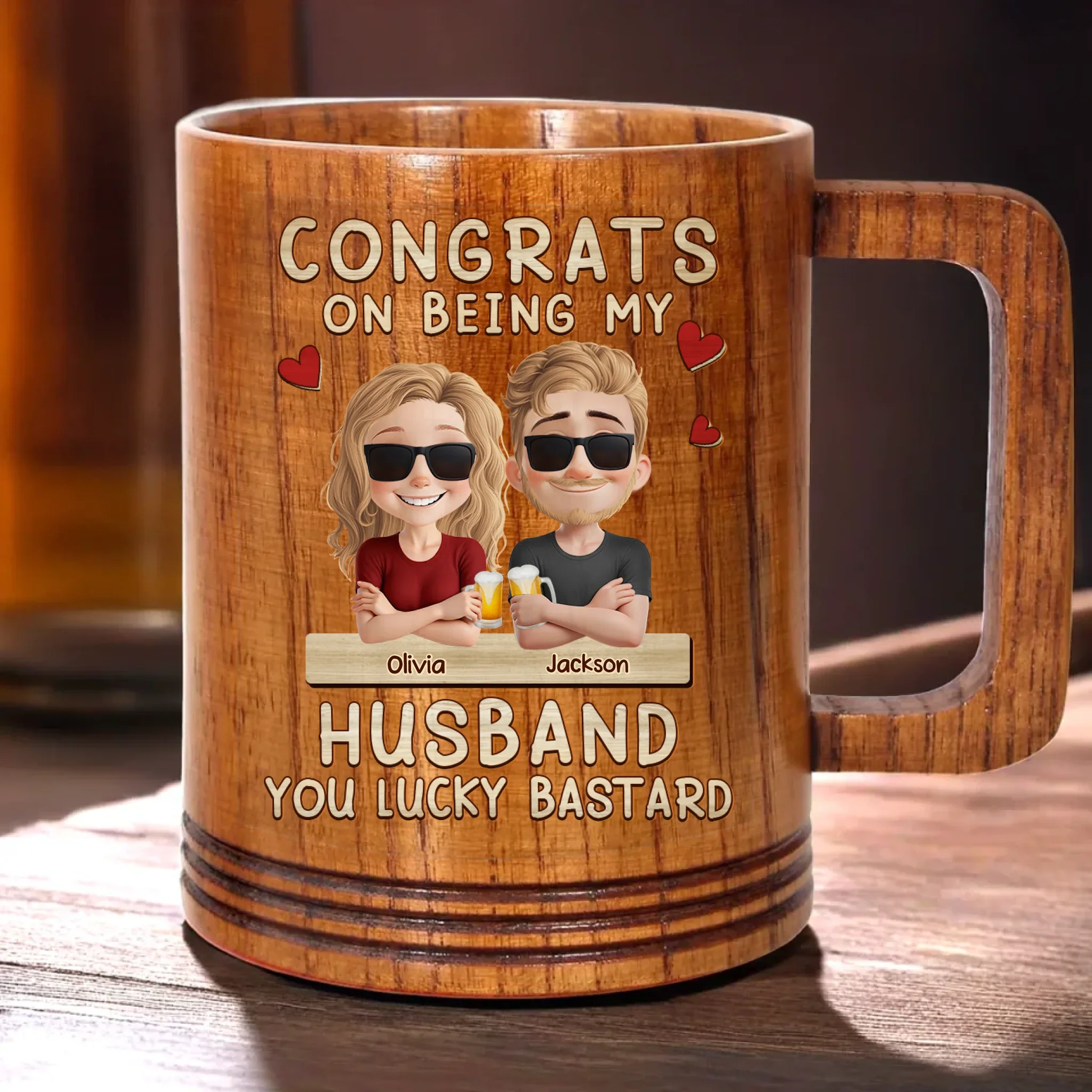 You're Lucky To Have Me In Your Life - Couple Personalized Custom Wooden Mug - Gift For Husband Wife, Anniversary - Robaser