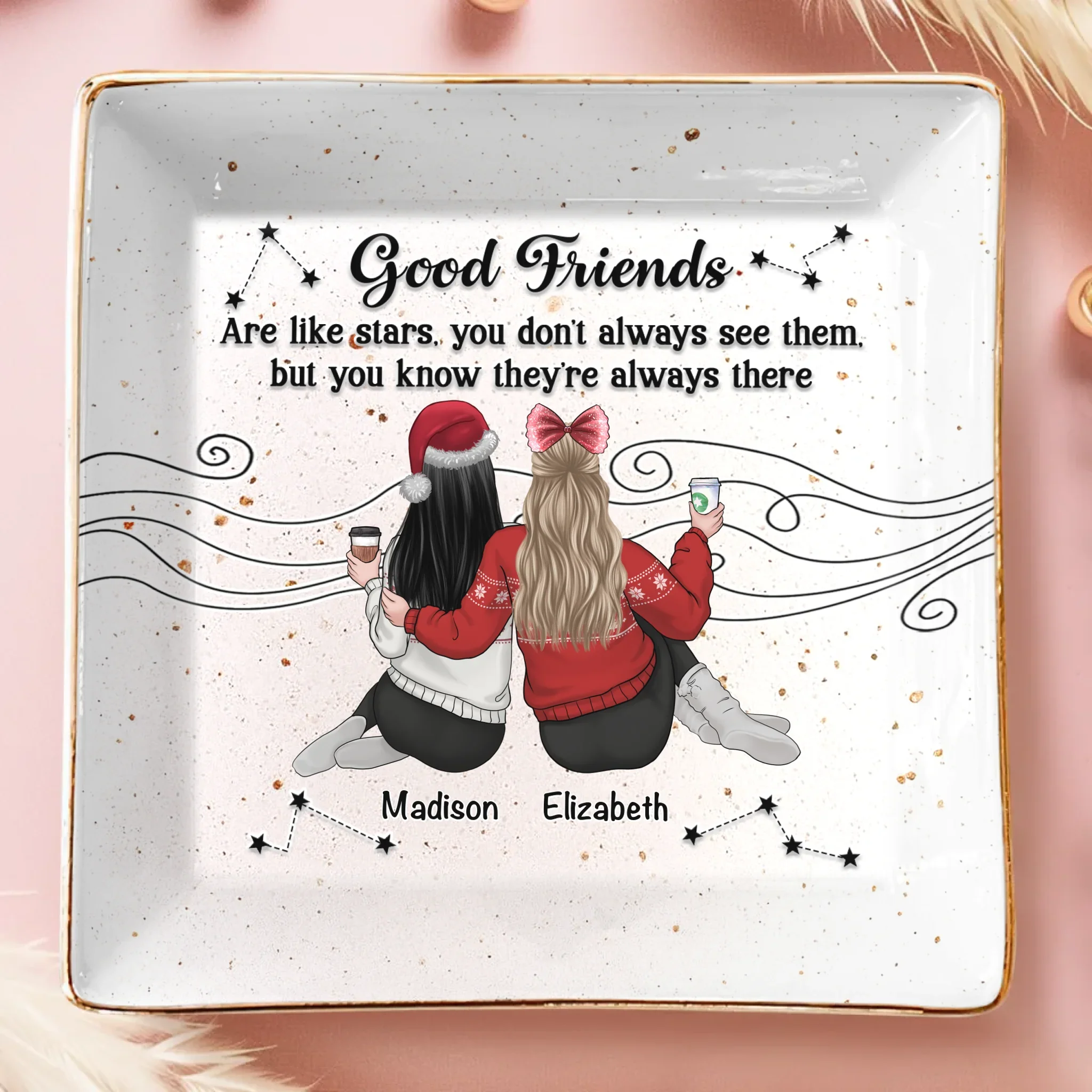 Custom Full-Print Jewelry Dish - Personalized Best Friend Birthday Gifts For Women, Besties, Sisters, BFF  - Good Friends Are Forever - Robaser