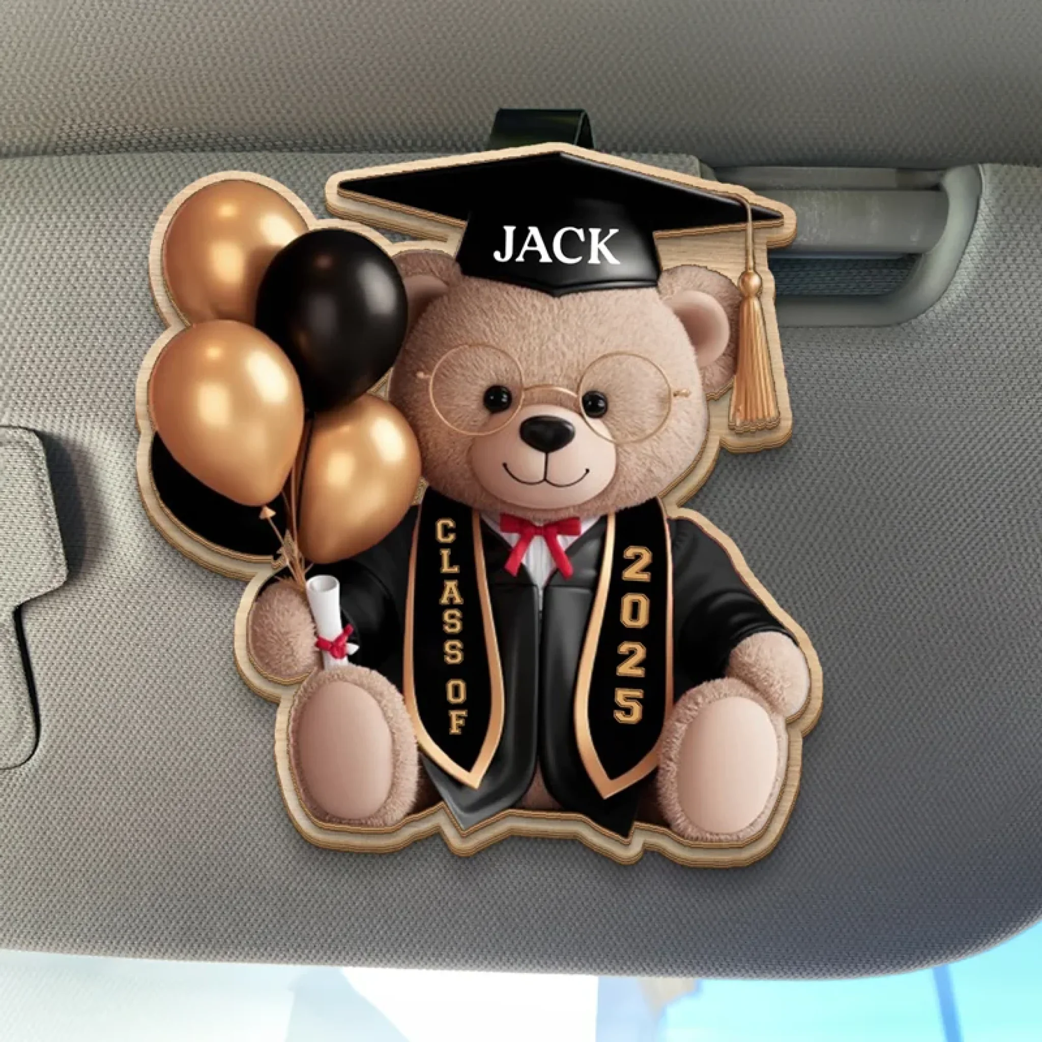 Proudly Graduated And Still Huggable - Family Personalized Custom Car Visor Clip - Graduation Gift For Family Members, Siblings, Brothers, Sisters - Robaser