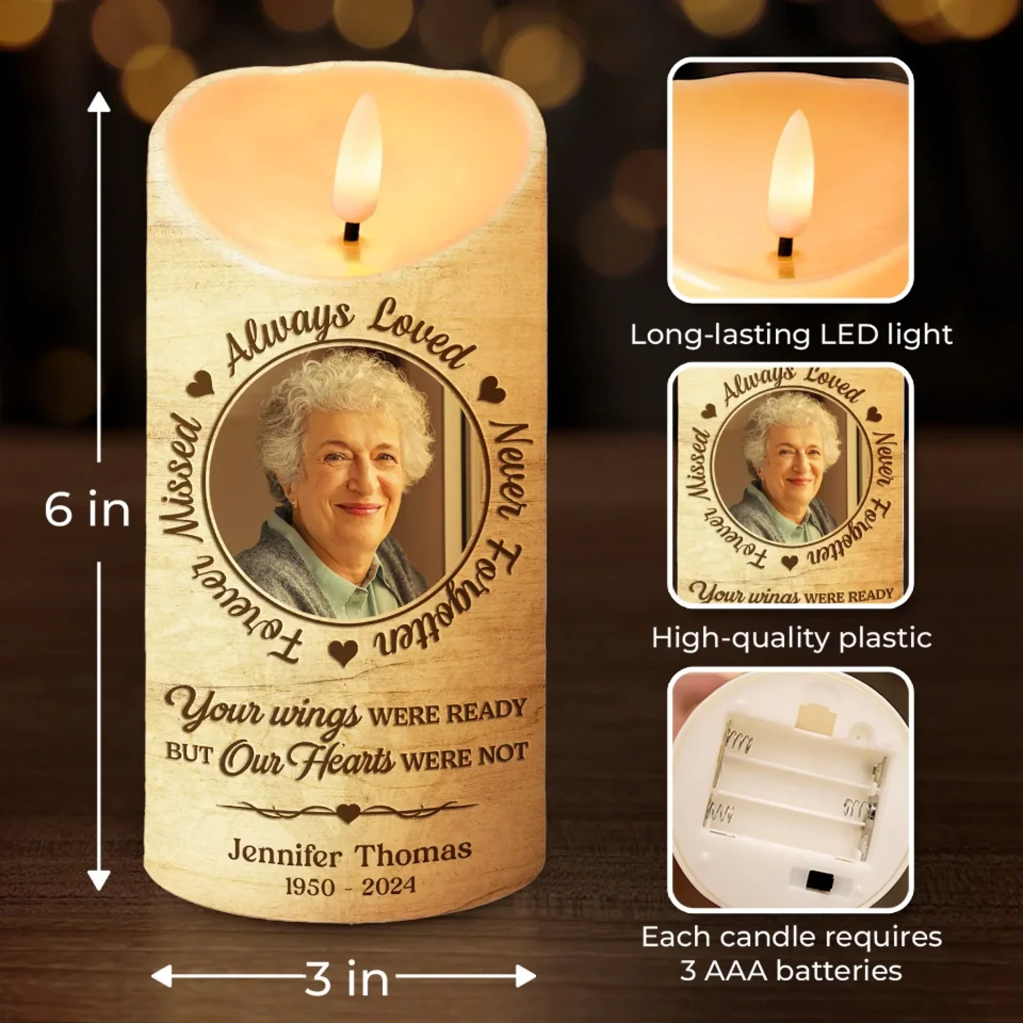 Custom Photo You Left A Footprint On Our Hearts - New Arrival, Memorial Personalized Custom LED Candle - Sympathy Gift, Christmas Gift For Family Members AMZ - Robaser