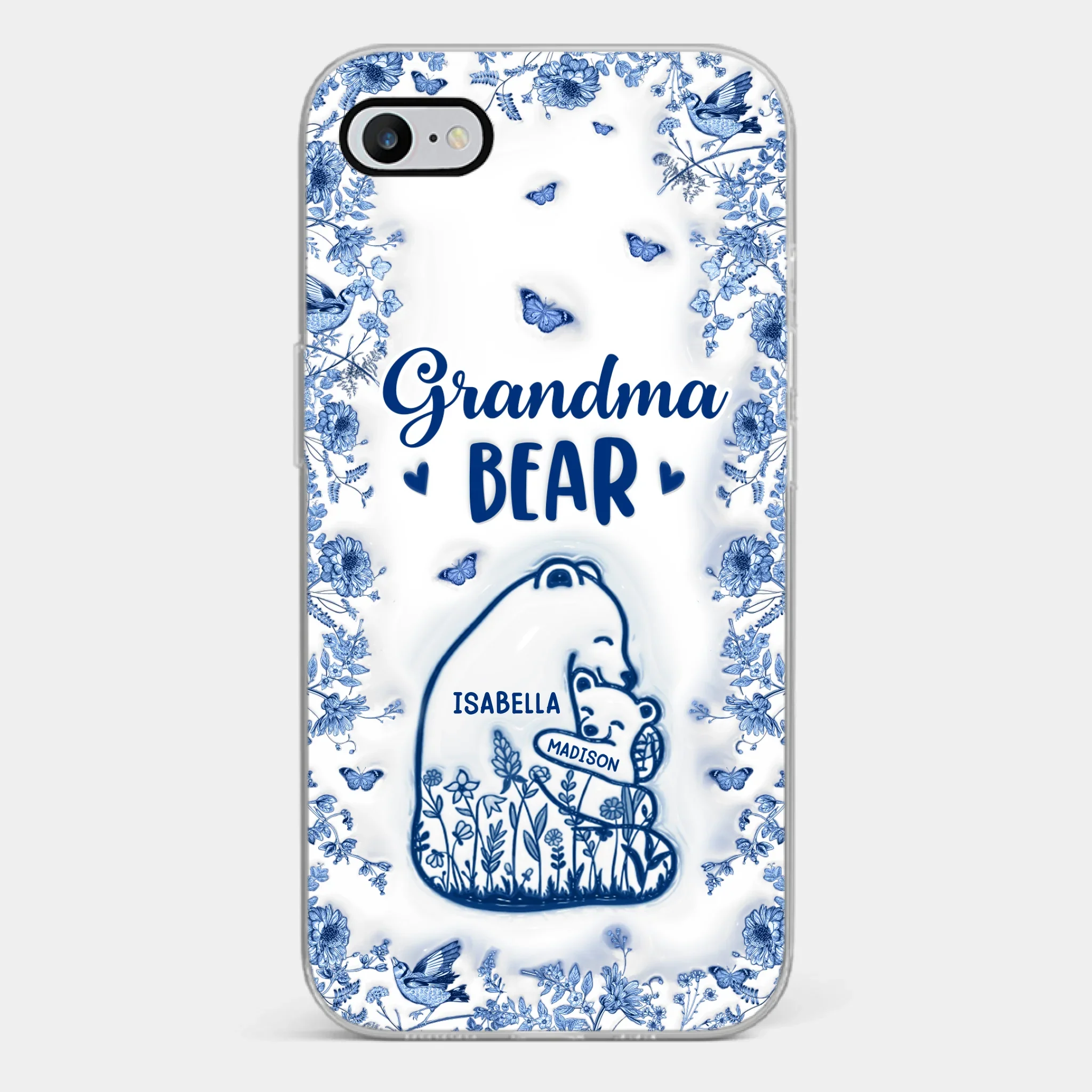 Custom 3D Inflated Effect Printed Clear Phone Case - Personalized Birthday Gifts For Mom, Grandma - Love You Beary Much - Robaser