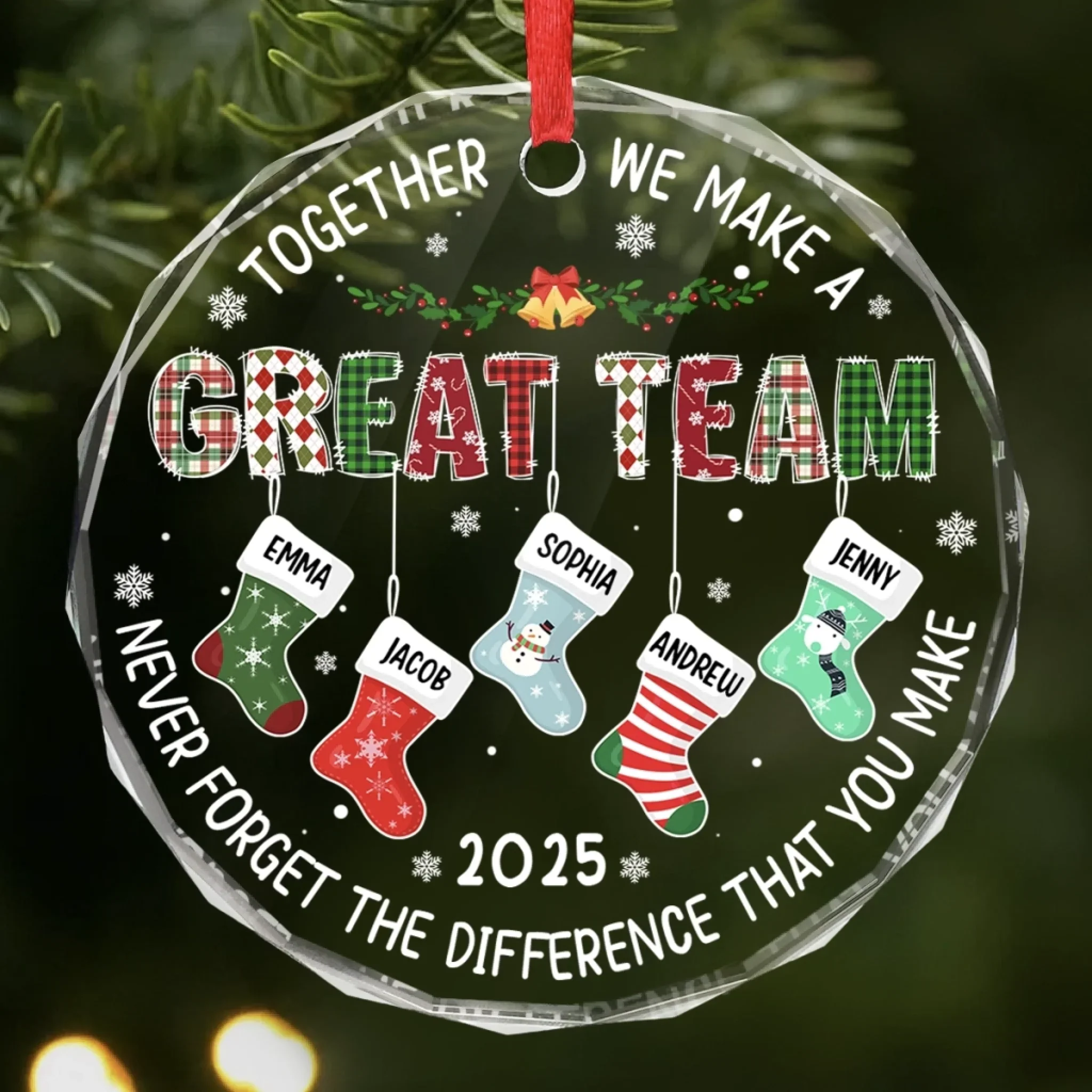 Custom Circle Glass Ornament - Personalized Christmas Birthday Gifts For Coworker, Work Bestie - Together We Make A Great Team - Robaser