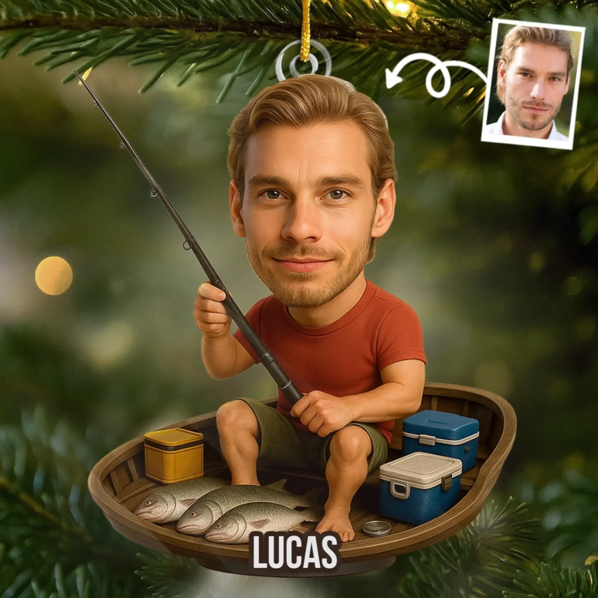 Custom Photo Acrylic Ornament - Personalized Christmas Birthday Fishing Gifts For Fisherman - Hooked On Fun - Robaser