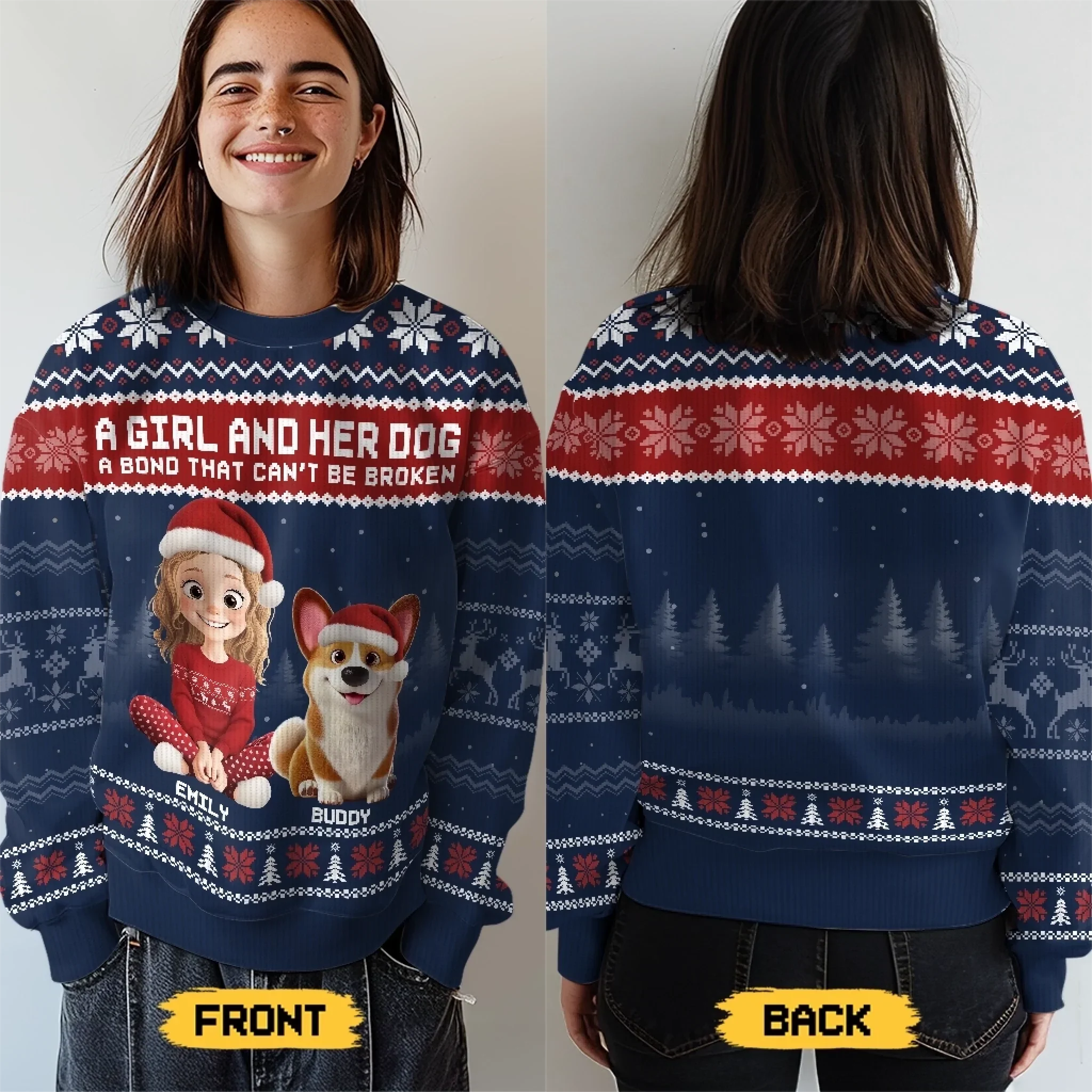 Custom Unisex Ugly Sweatshirt - Personalized  Christmas Birthday Gifts For Dog Lovers, Dog Dad And Mom - A Pawfect Holiday Duo - Robaser