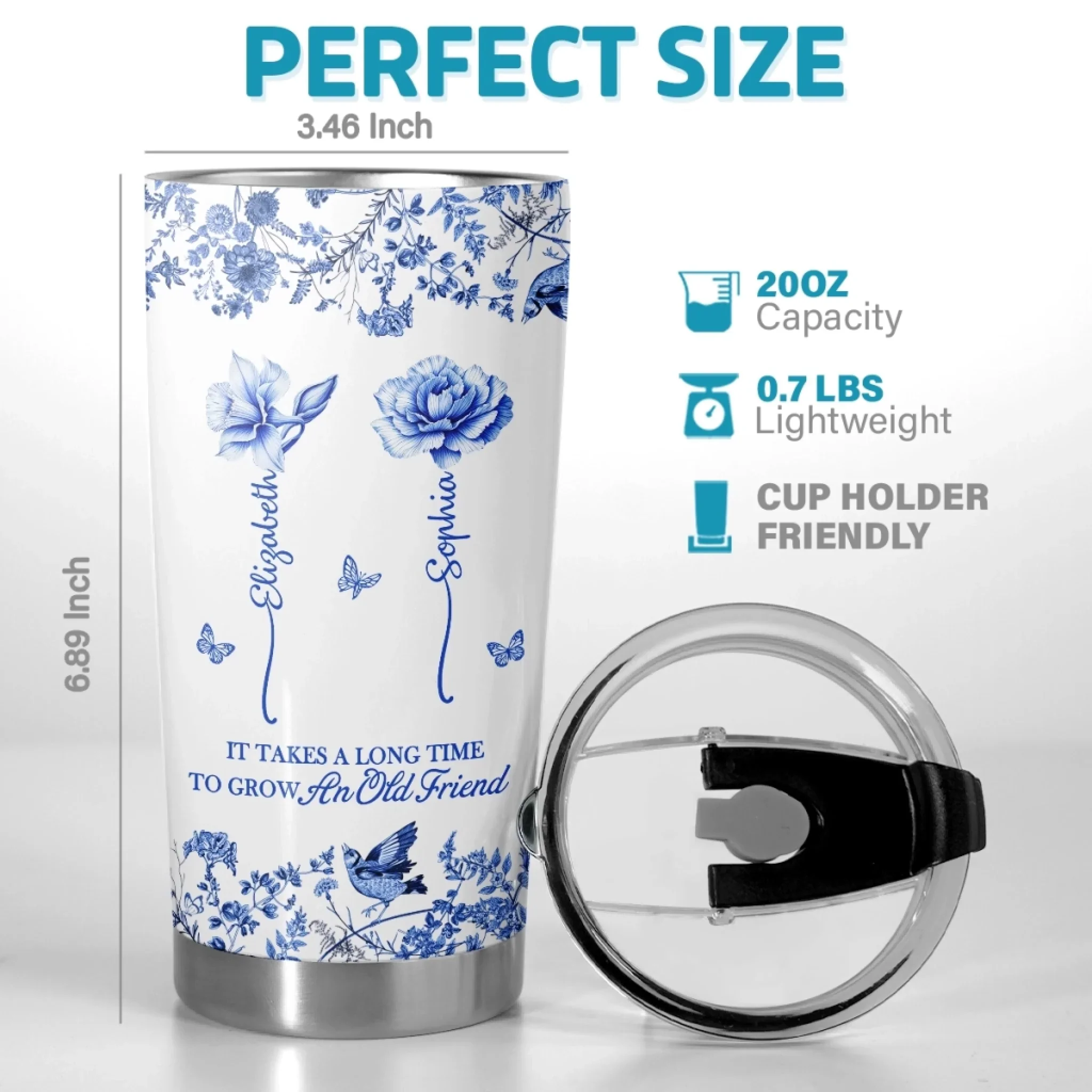 Custom Tumbler - Personalized Best Friend Christmas Birthday Gifts For Women, Besties, Sisters, BFF - Growing Together Through The Years - Robaser