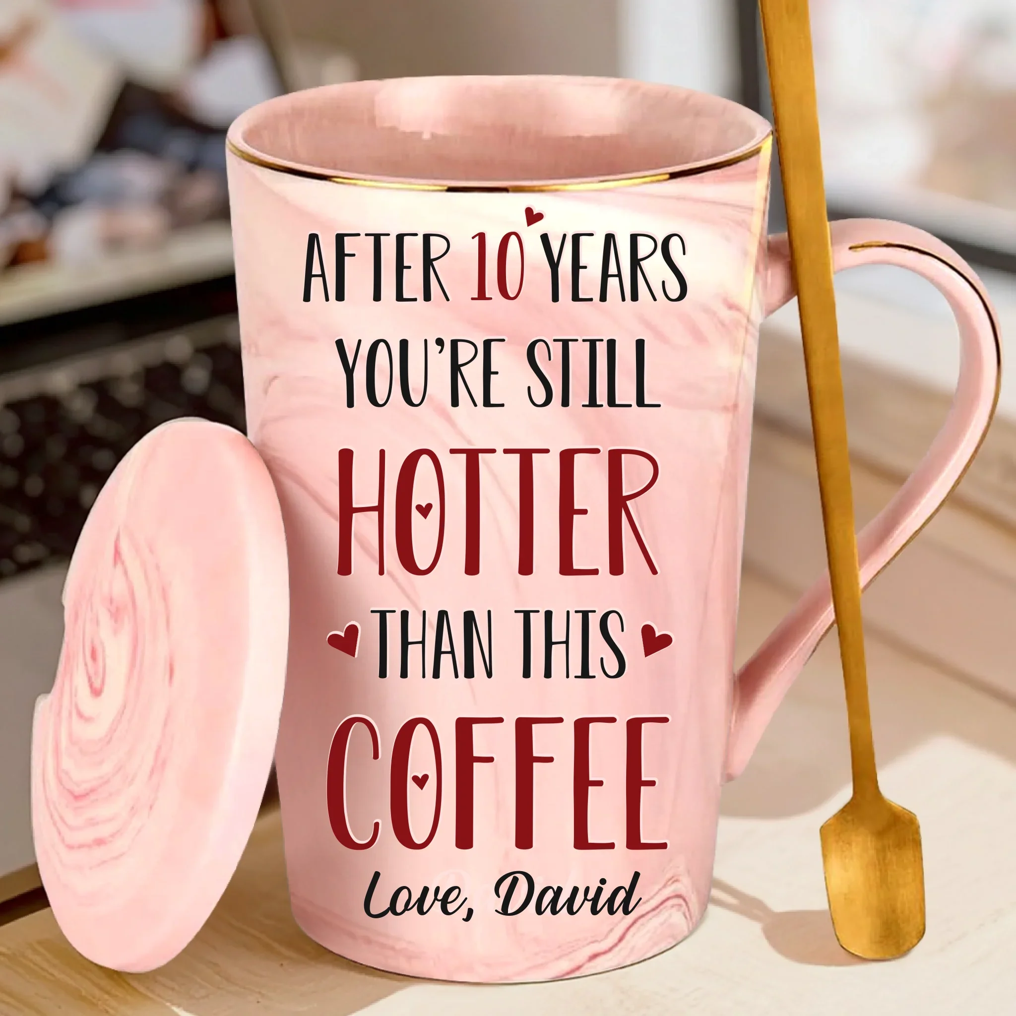 A Love That Never Fades - Couple Personalized Custom 14oz Marble Mug - Gift For Husband Wife, Anniversary - Robaser