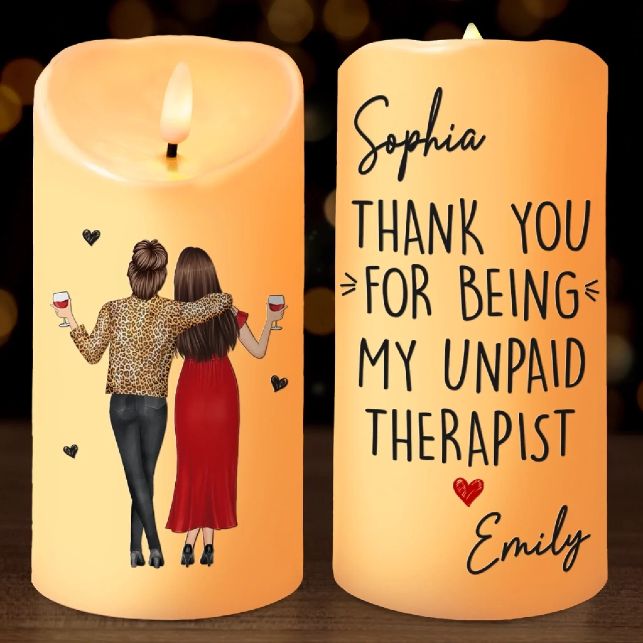 Custom LED Candle - Personalized Best Friend Birthday Gifts For Women, Besties, Sisters, BFF - Glowing Through It Together - Robaser