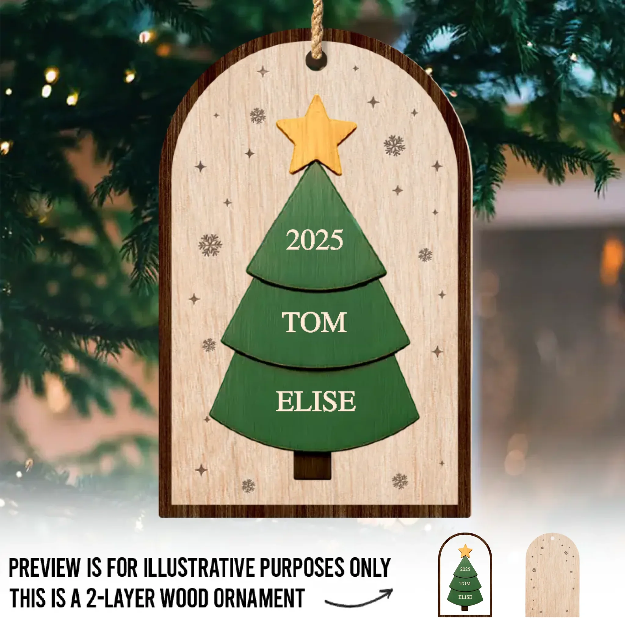 Custom Double Layer Wooden Ornament - Personalized Christmas Birthday Gifts For Mom, Dad, Brother, Sister, Kids - Our Little Family Grows - Robaser