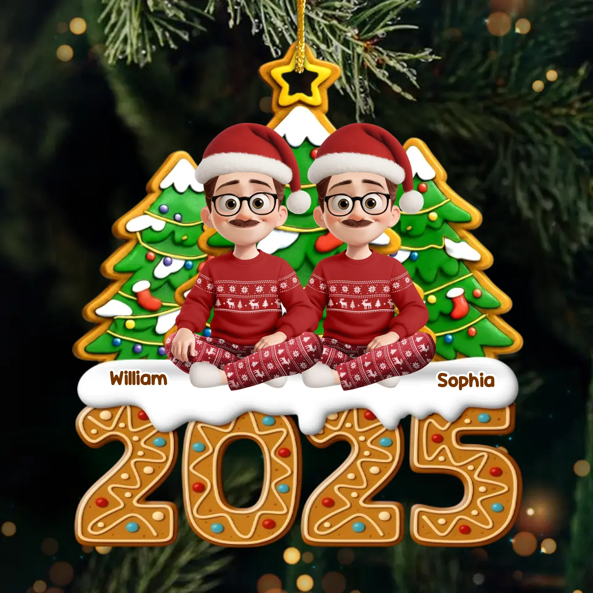 Custom Acrylic Ornament - Personalized Christmas Birthday Gifts For Family, Dog Cat Lovers - Hearts Gather Here - Robaser