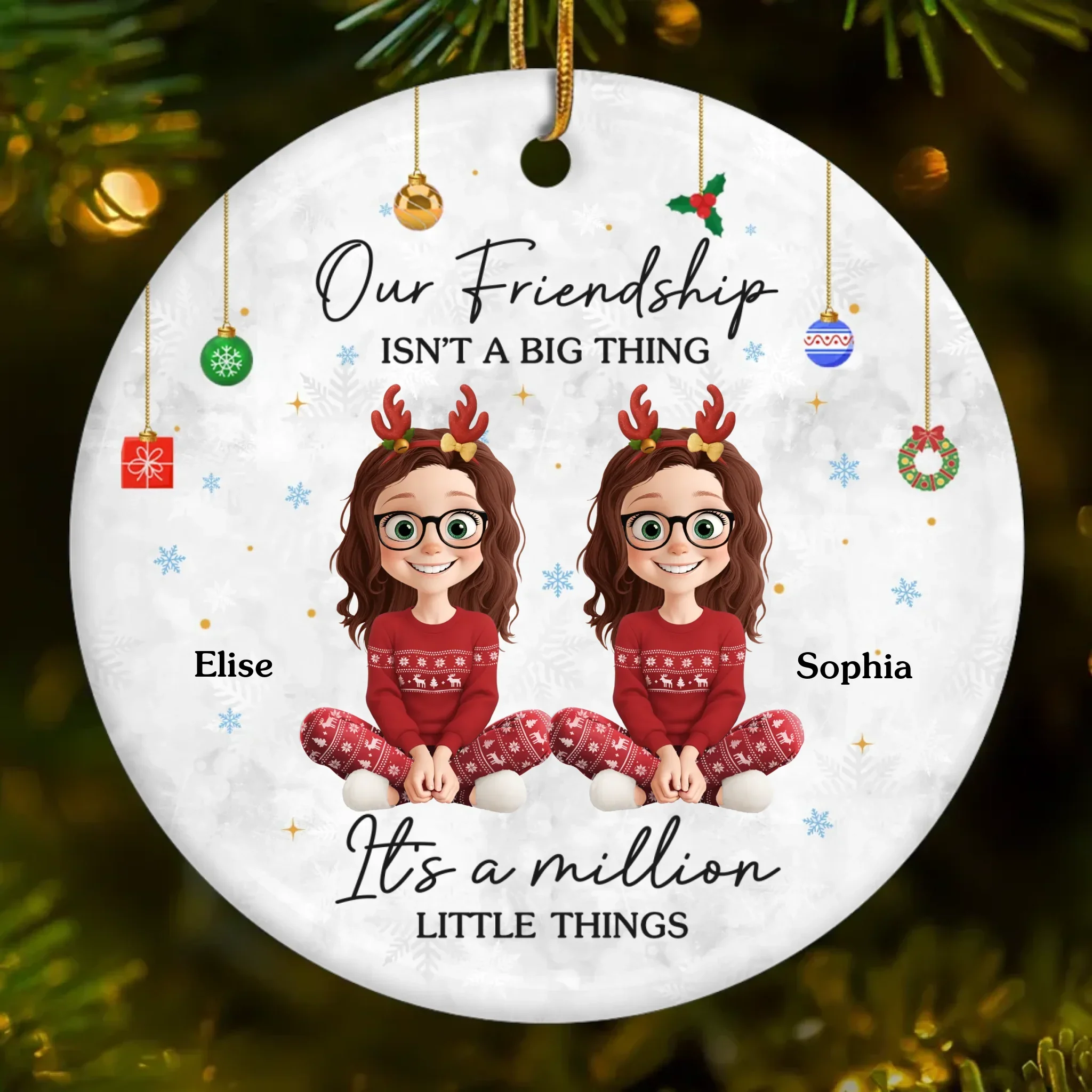 Custom Ceramic Ornament - Personalized Best Friend Christmas Birthday Gifts For Women, Besties, Sisters, BFF - Heart Of Gold - Robaser