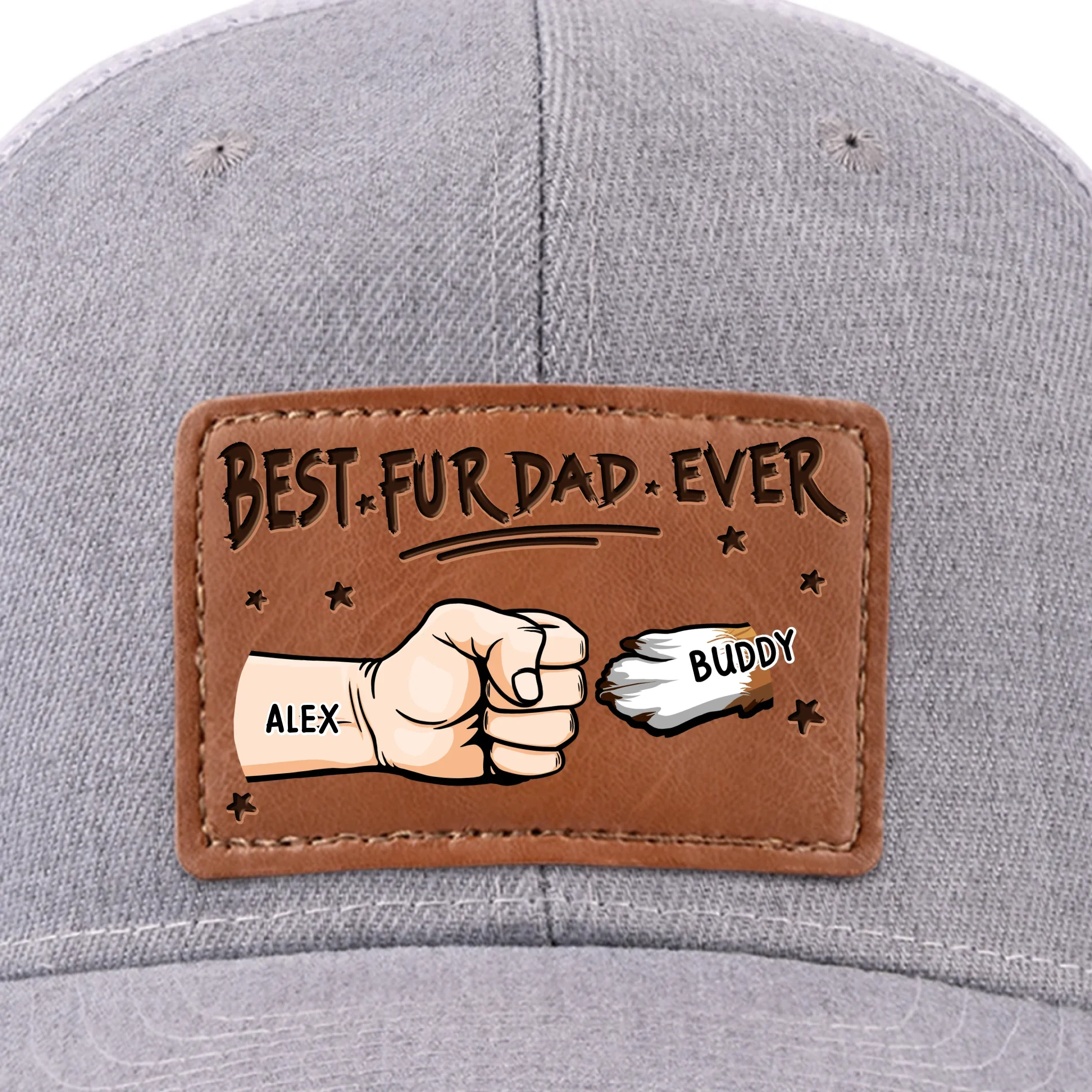 Fur Babies, Real Love - Dog & Cat Personalized Custom Leather Patch Hat - Father's Day, Gift For Pet Owners, Pet Lovers - Robaser