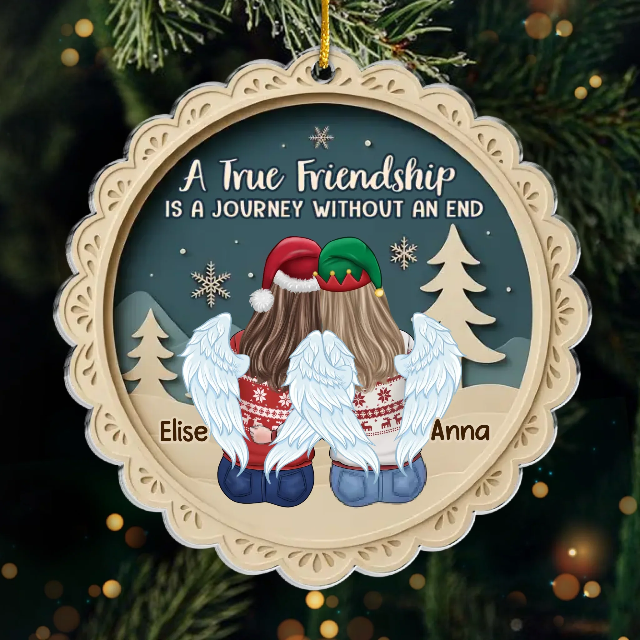 Custom Acrylic Ornament - Personalized Best Friend Christmas Birthday Gifts For Women, Besties, Sisters, BFF - Friendship Is My Christmas Blessing - Robaser