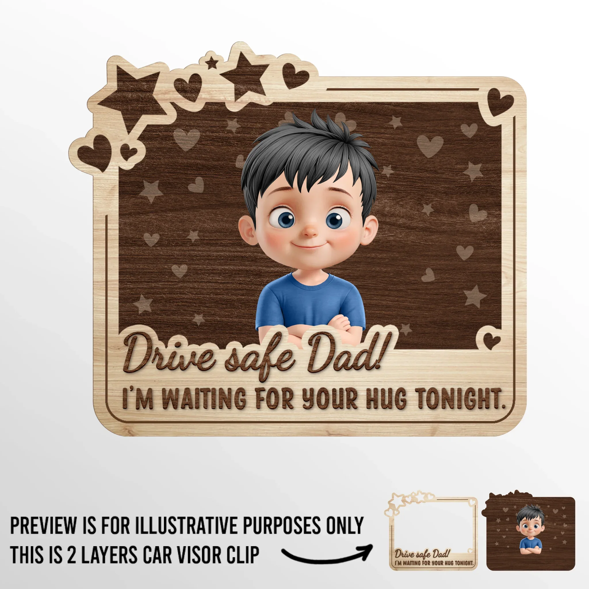 Hurry Home To Us - Family Personalized Custom Car Visor Clip - Father's Day, Gift For Dad, Grandpa - Robaser