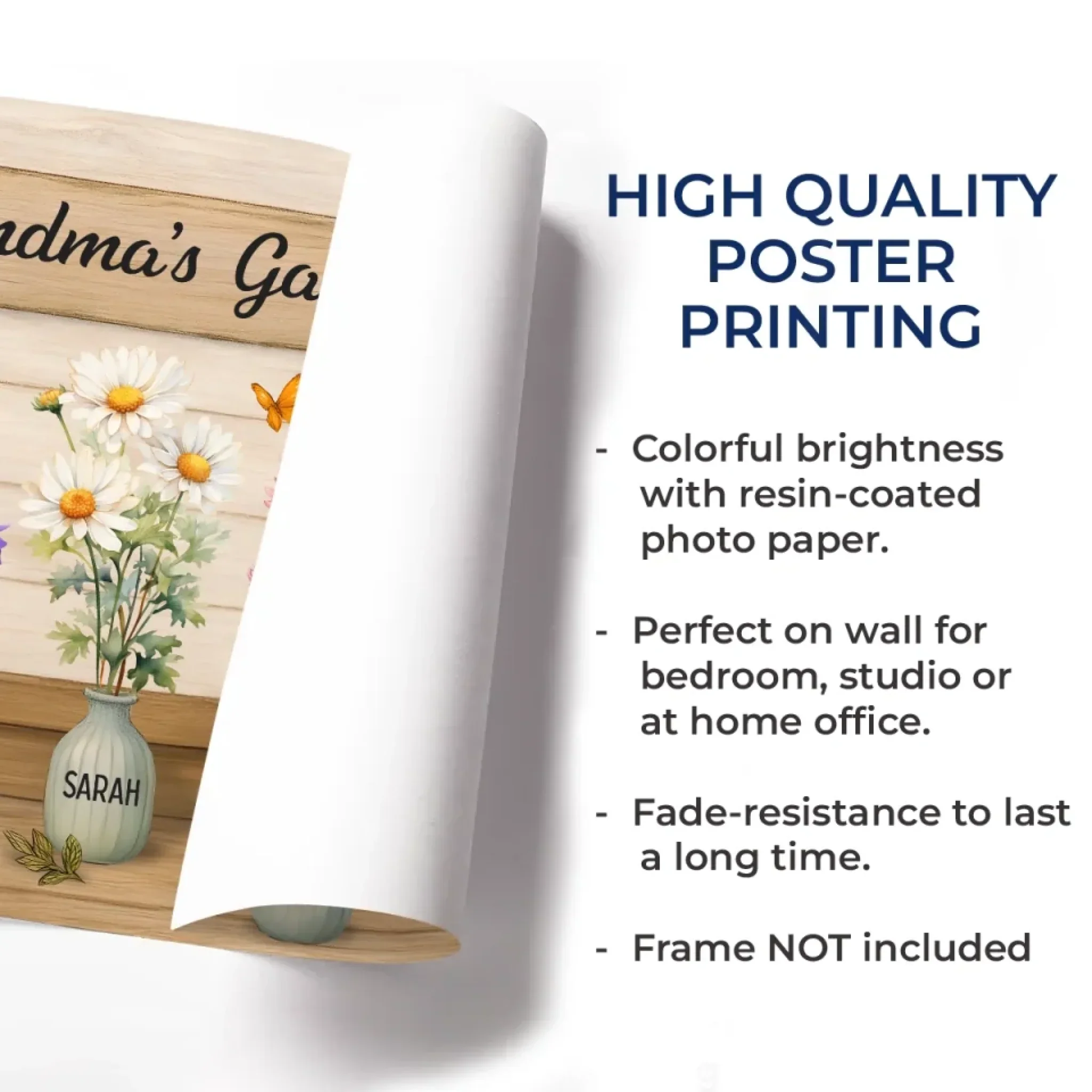 Flowers Of My Heart - Family Personalized Custom Horizontal Poster - Mother's Day, Gift For Mom, Grandma - Robaser