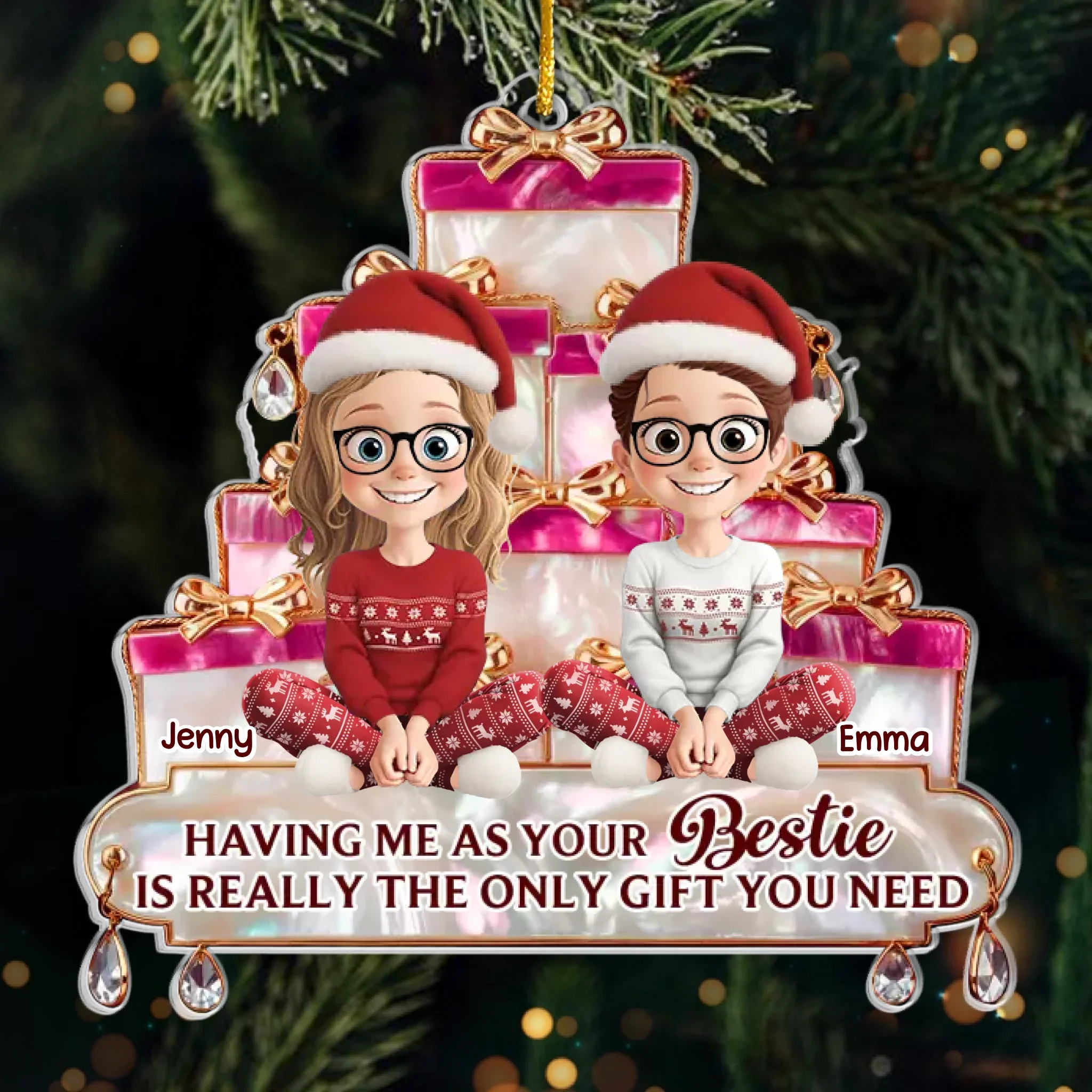 Custom Acrylic Ornament - Personalized Best Friend Christmas Birthday Gifts For Women, Besties, Sisters, BFF - Laugh Loud Live Bright - Robaser