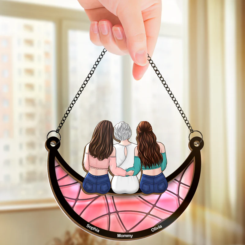 The Love Between A Mother And Daughter Is Forever - Family Personalized Window Hanging Suncatcher - Mother's Day, Gift For Mom - Robaser