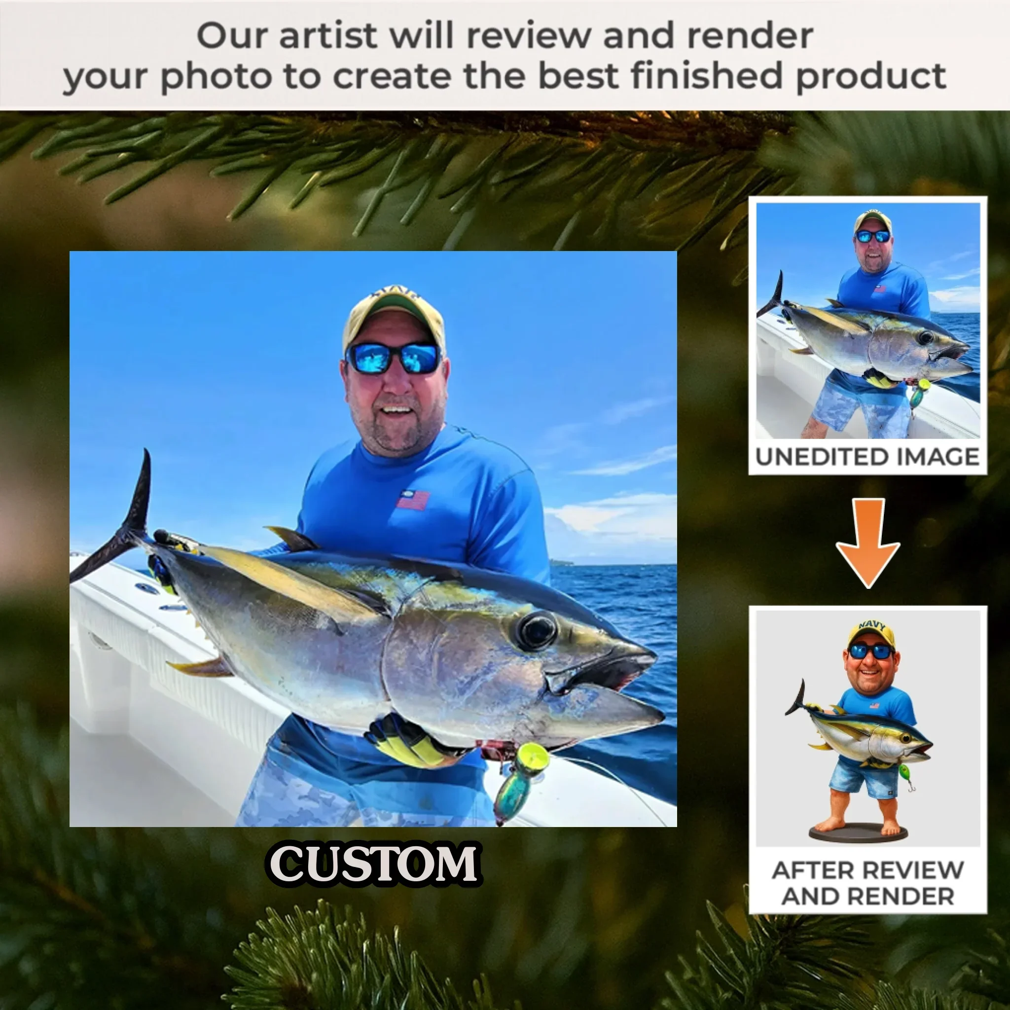 Custom Photo Acrylic Ornament - Personalized Christmas Birthday Fishing Gifts For Fisherman - Fishing Is My Cardio - Robaser