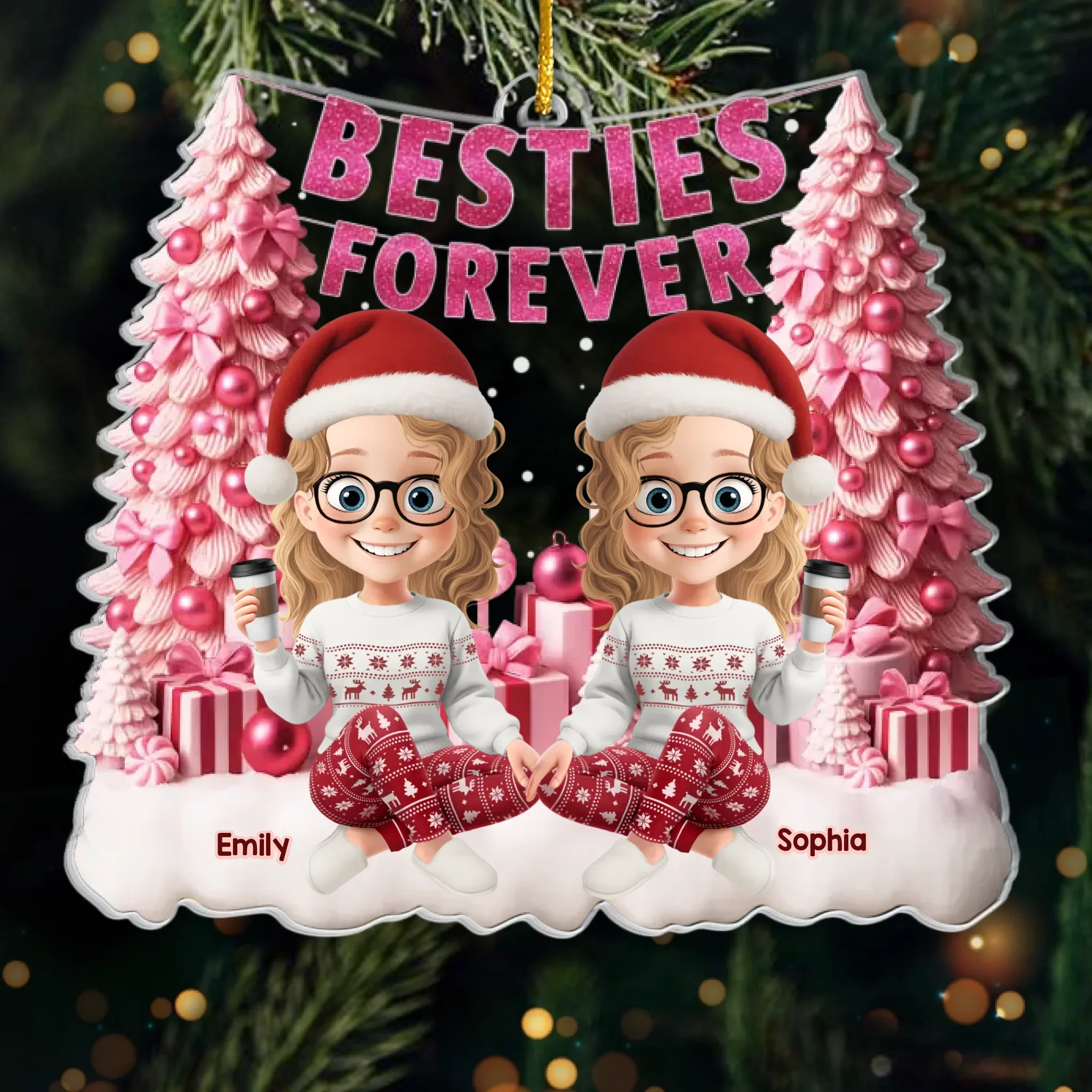 Custom Acrylic Ornament - Personalized Best Friend Christmas Birthday Gifts For Women, Besties, Sisters, BFF - Our Friendship Sparkles Always - Robaser