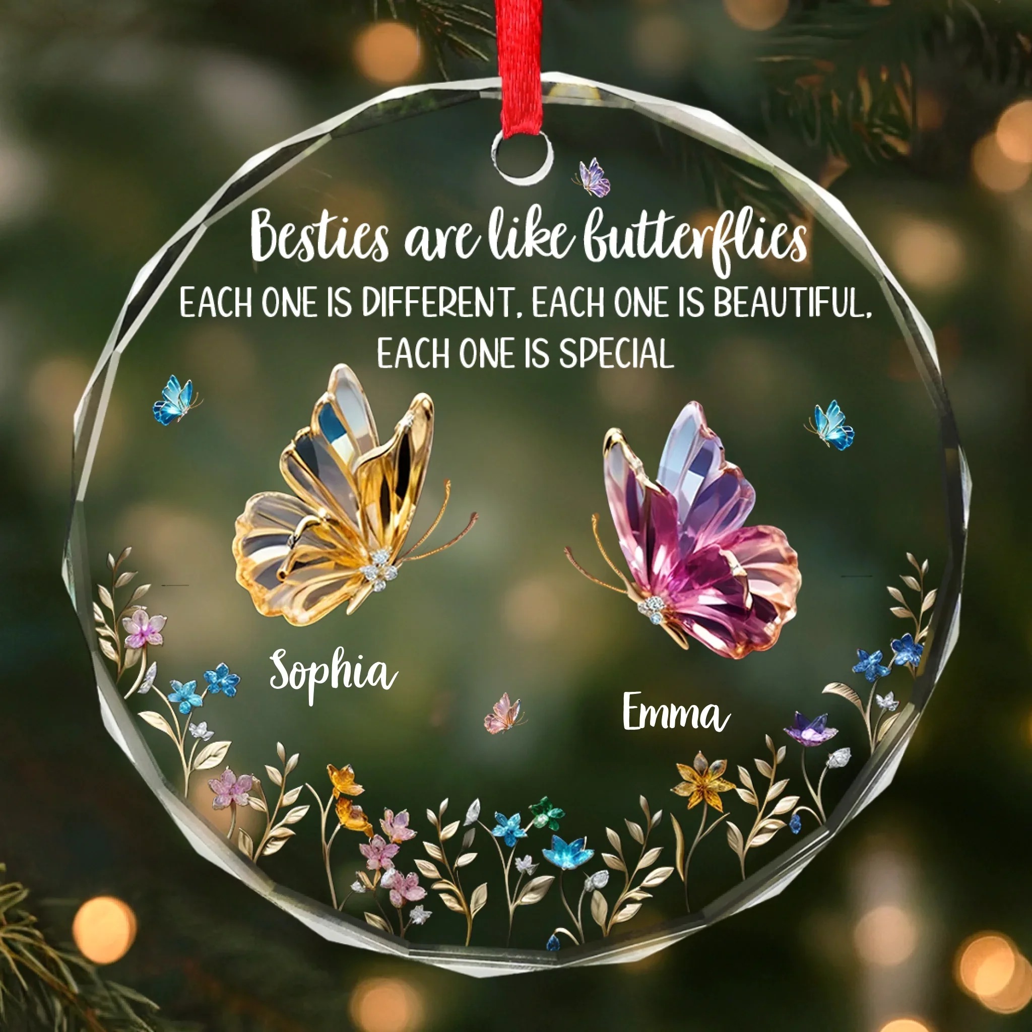 Custom Circle Glass Ornament - Personalized Best Friend Christmas Birthday Gifts For Women, Besties, Sisters, BFF - Together We Make Life Sweeter - Robaser