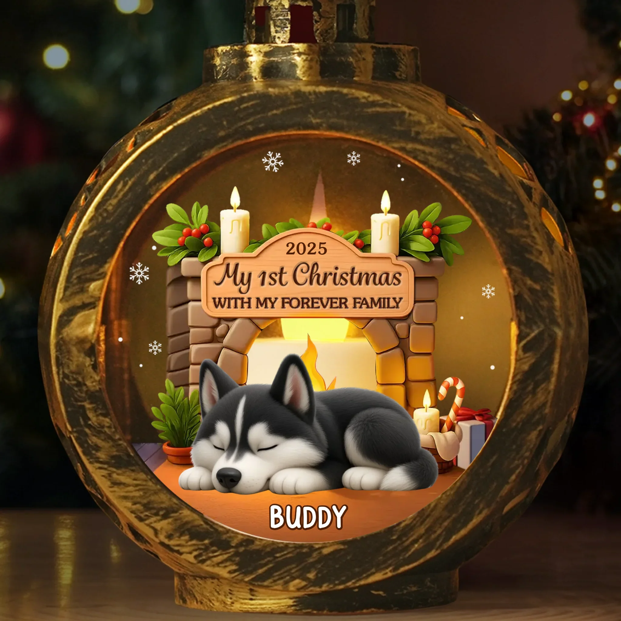 Custom First Christmas Candlelight Lantern Ornament - Personalized Christmas Birthday Gifts For Dog Lovers, Dog Dad And Mom - Love Glows And Tails Wag - Robaser