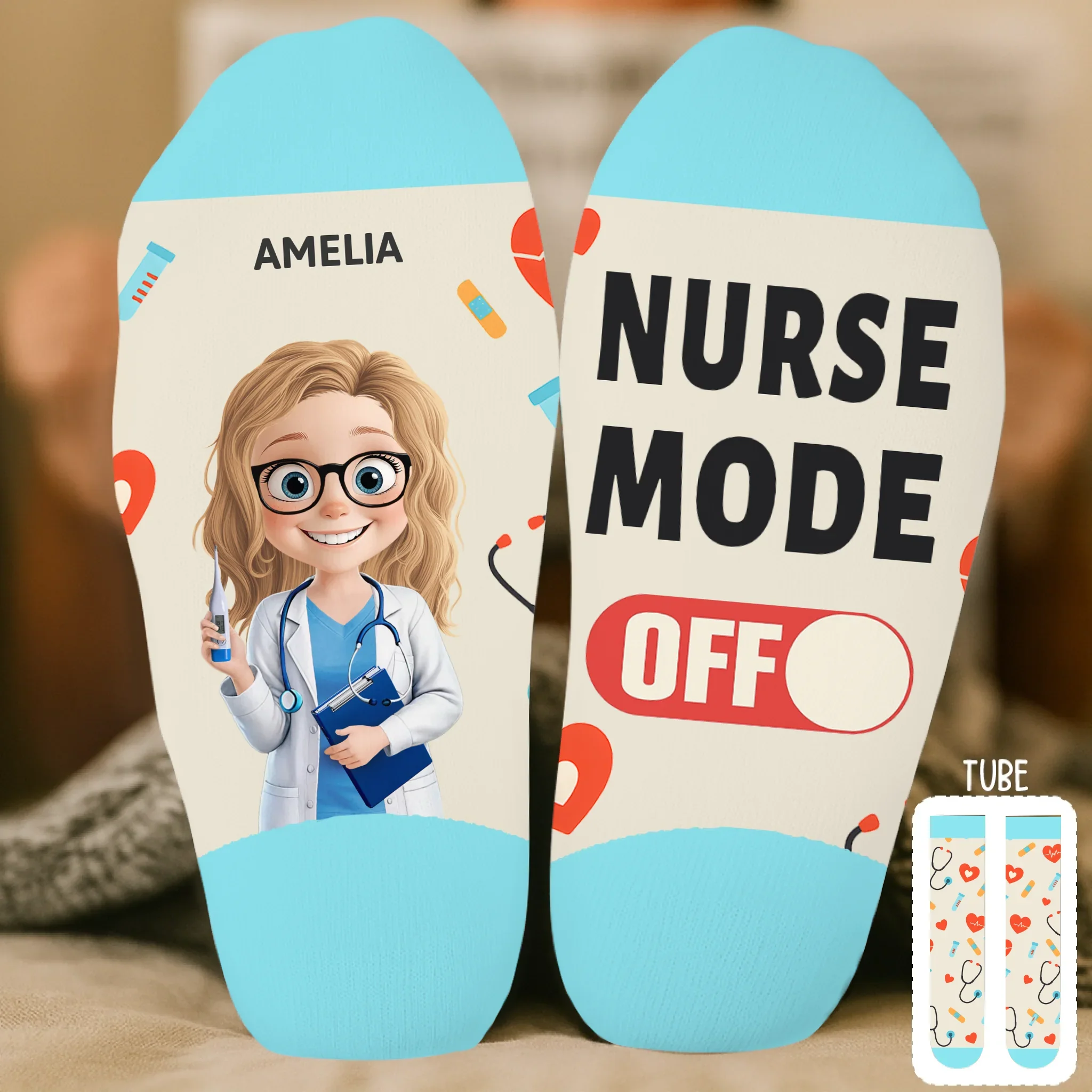 Custom Crew Socks - Personalized Birthday Gifts For Nurse - Nurse Mode - Robaser
