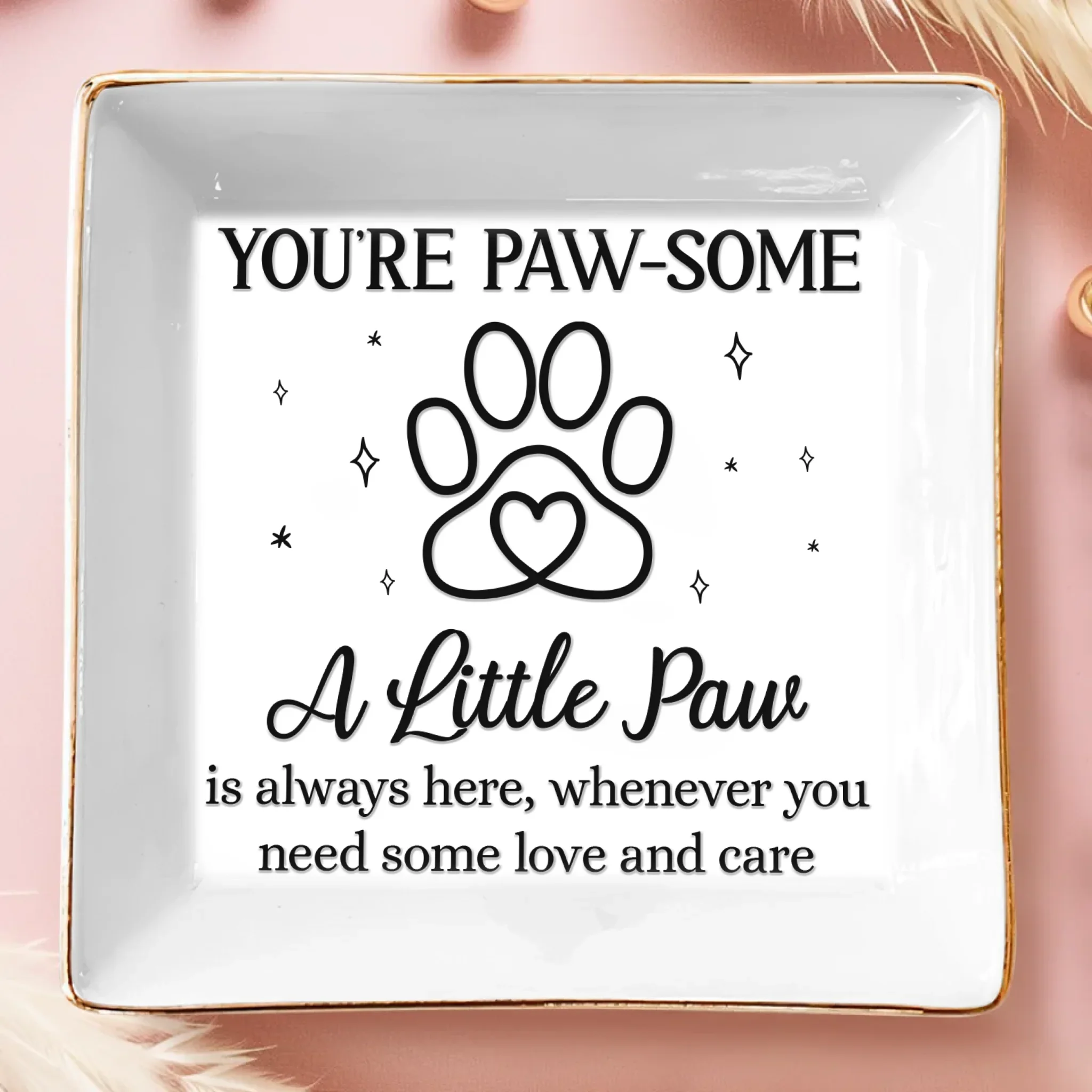 Full-Print Jewelry Dish - Birthday Gifts For Dog Cat Lovers, Dog Dad And Mom, Cat Owners - Paws Fill The Heart With Joy - Robaser