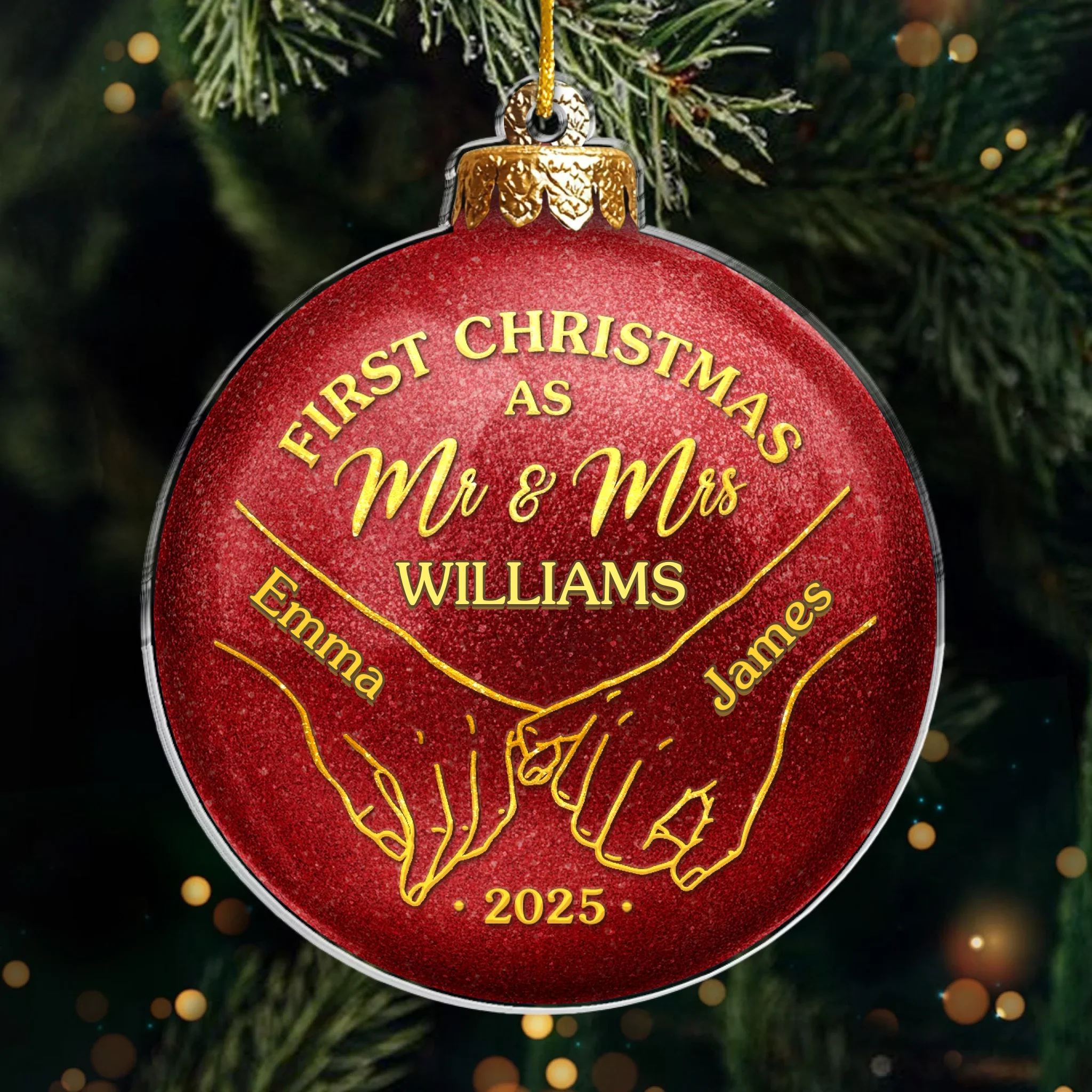 Custom Acrylic Ornament - Personalized Anniversary Christmas Wedding Gifts For Husband And Wife, Him And Her - First Christmas, Forever To Go - Robaser