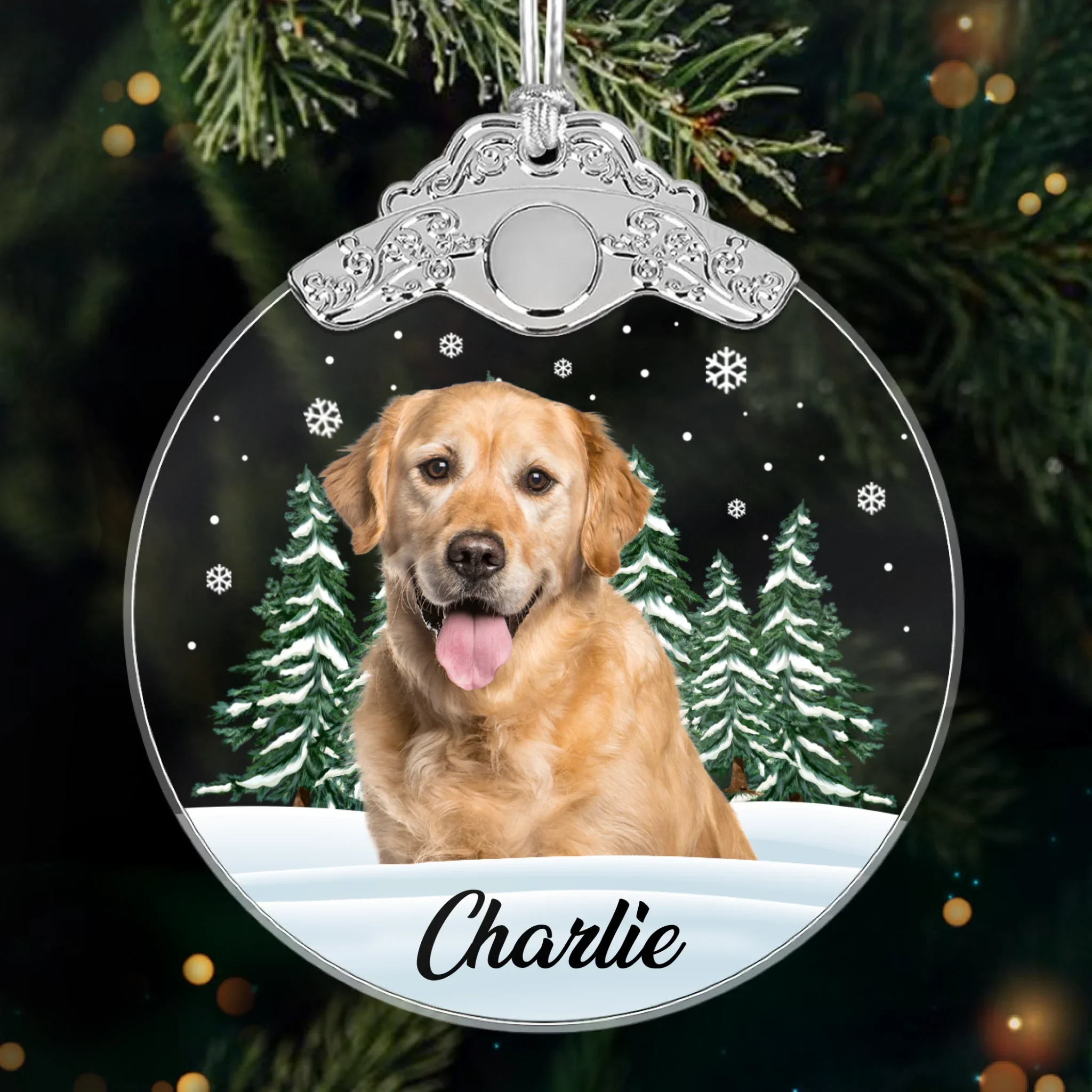 Custom Photo Glass Ornament - Personalized Pet Christmas Memorial Sympathy Gifts For Dogs, Cats - Always In My Heart - Robaser