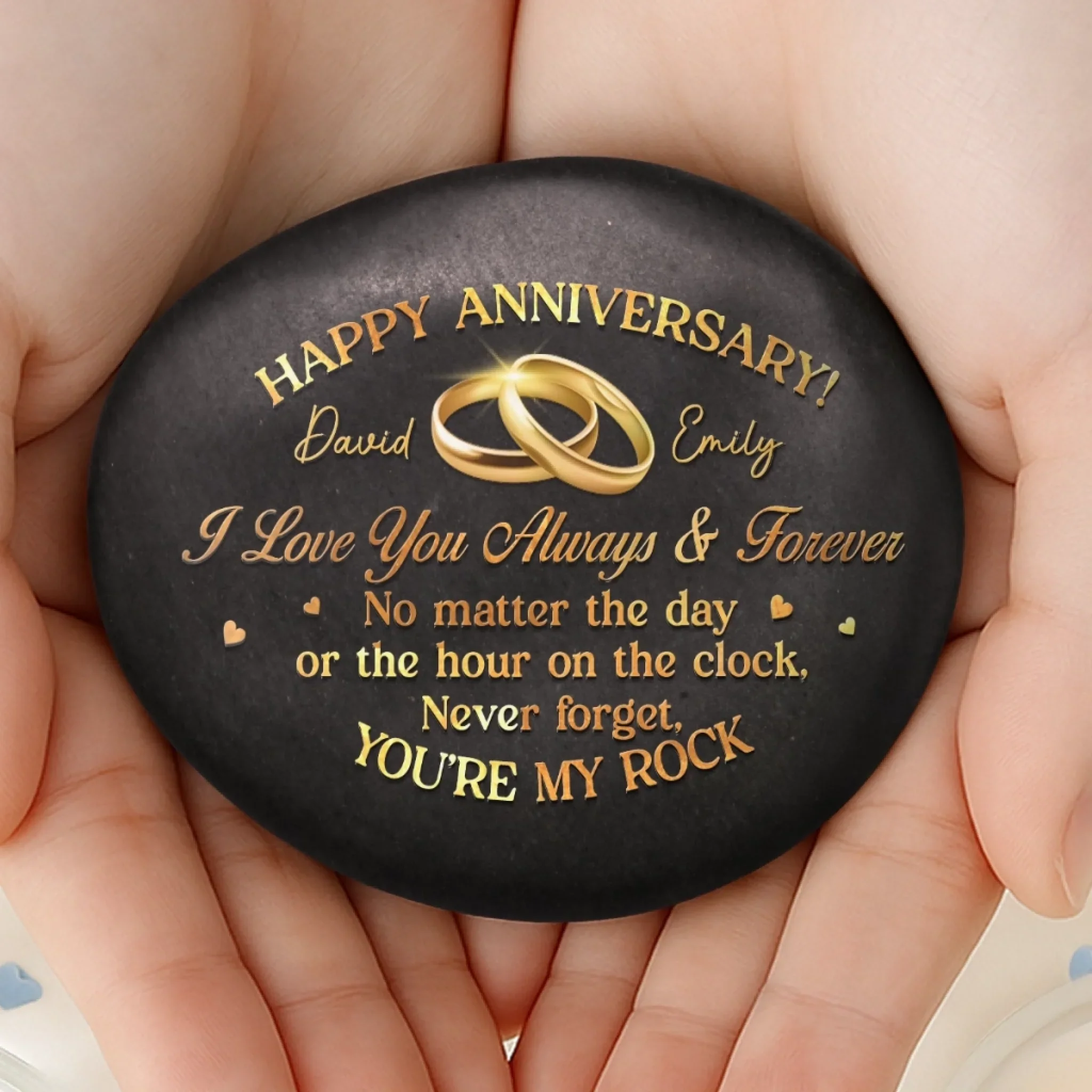 Custom Printed Rock - Personalized Anniversary Wedding Gifts For Husband And Wife, Him And Her - My Daily Dose Of Happy - Robaser