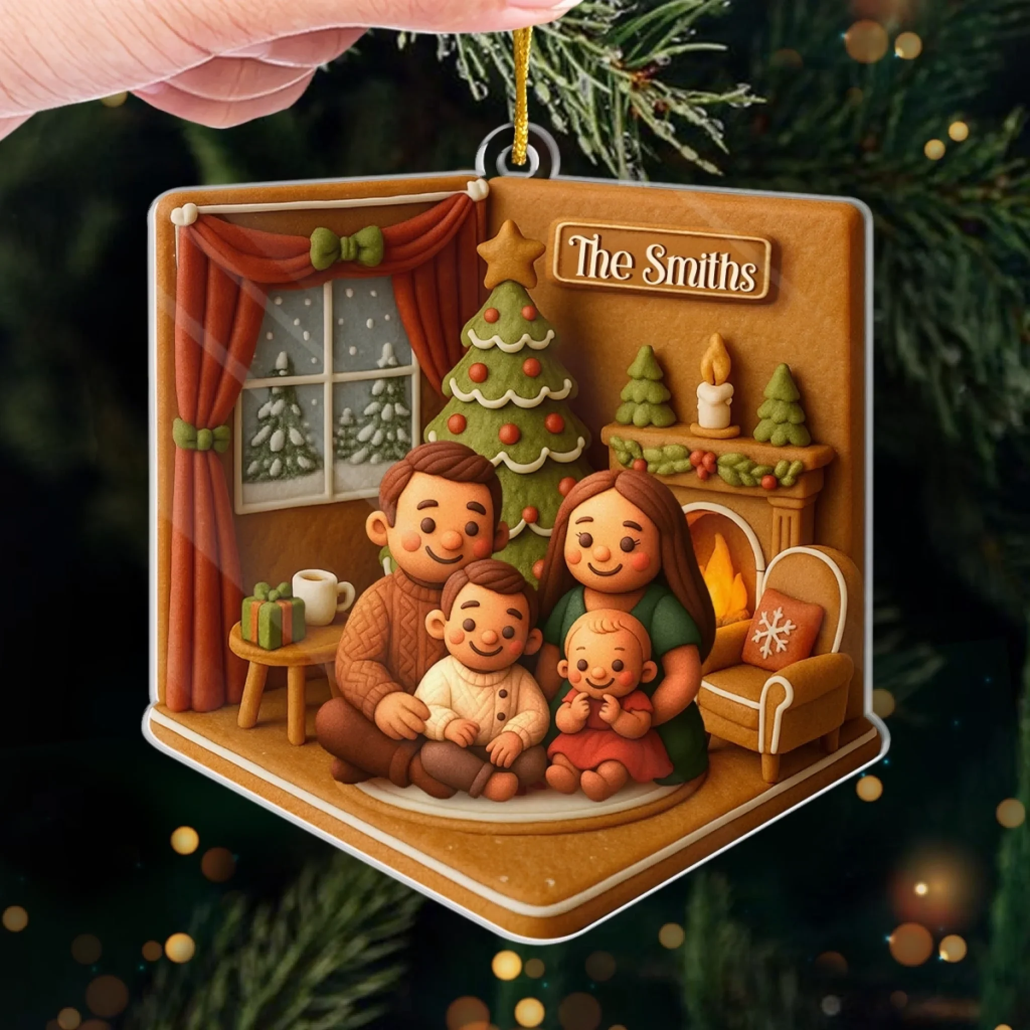 Custom Photo Acrylic Ornament - Personalized Christmas Birthday Gifts For Mom, Dad, Kids - Winter Magic With Family - Robaser