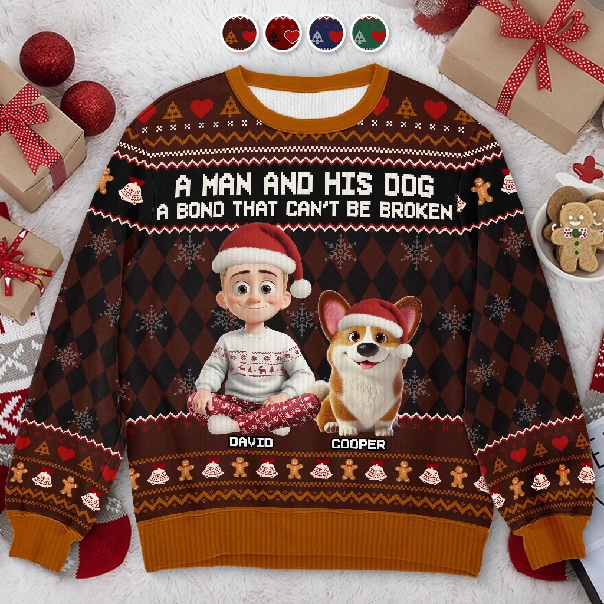 Custom Unisex Ugly Sweatshirt - Personalized  Christmas Birthday Gifts For Dog Lovers, Dog Dad And Mom - Some Heroes Have Fur - Robaser