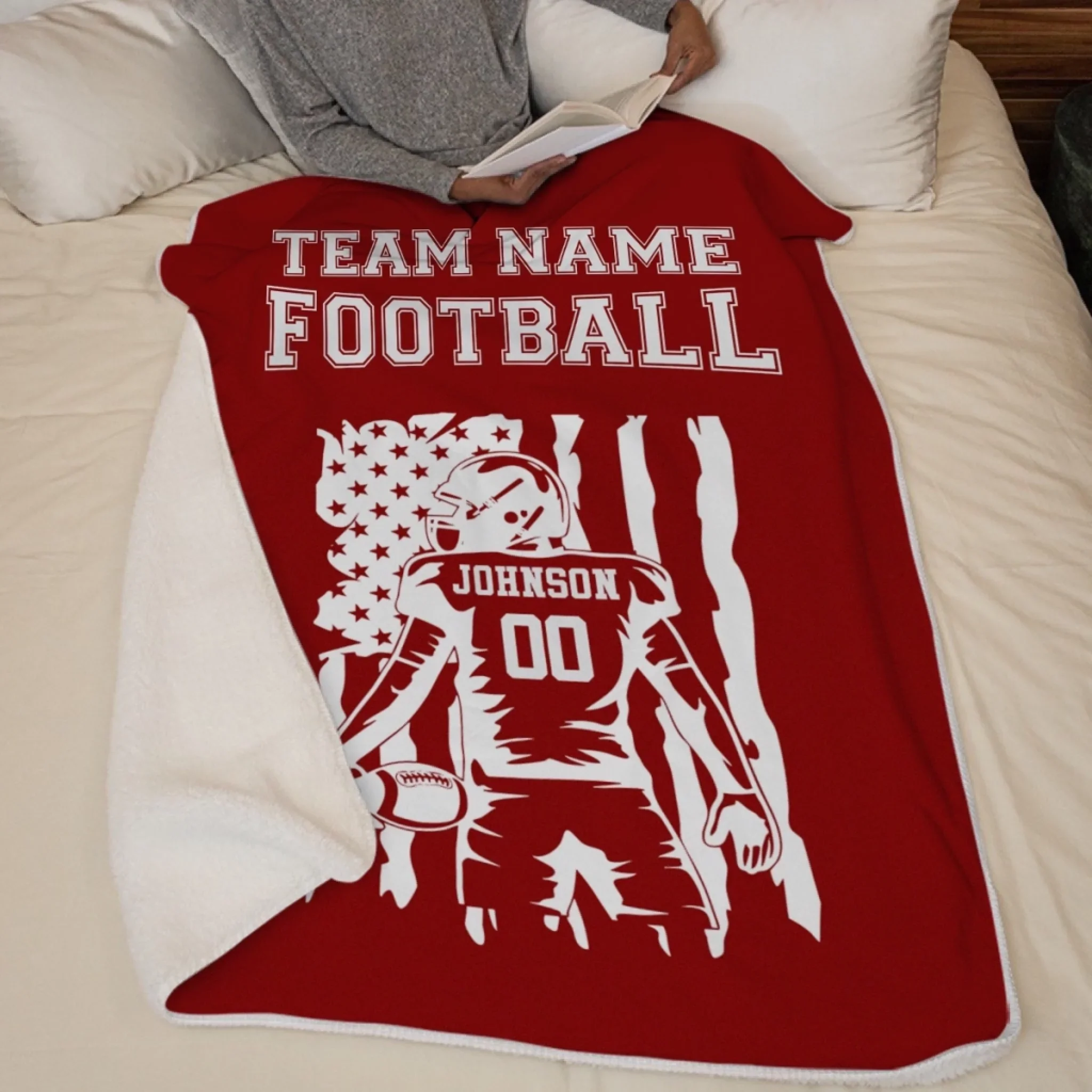 Custom American Football Blanket - Personalized Gift For Birthday, Football Football Lovers, NFL Fans, Sport Lovers, Senior Graduation Gift - Team Name with Flag - Robaser