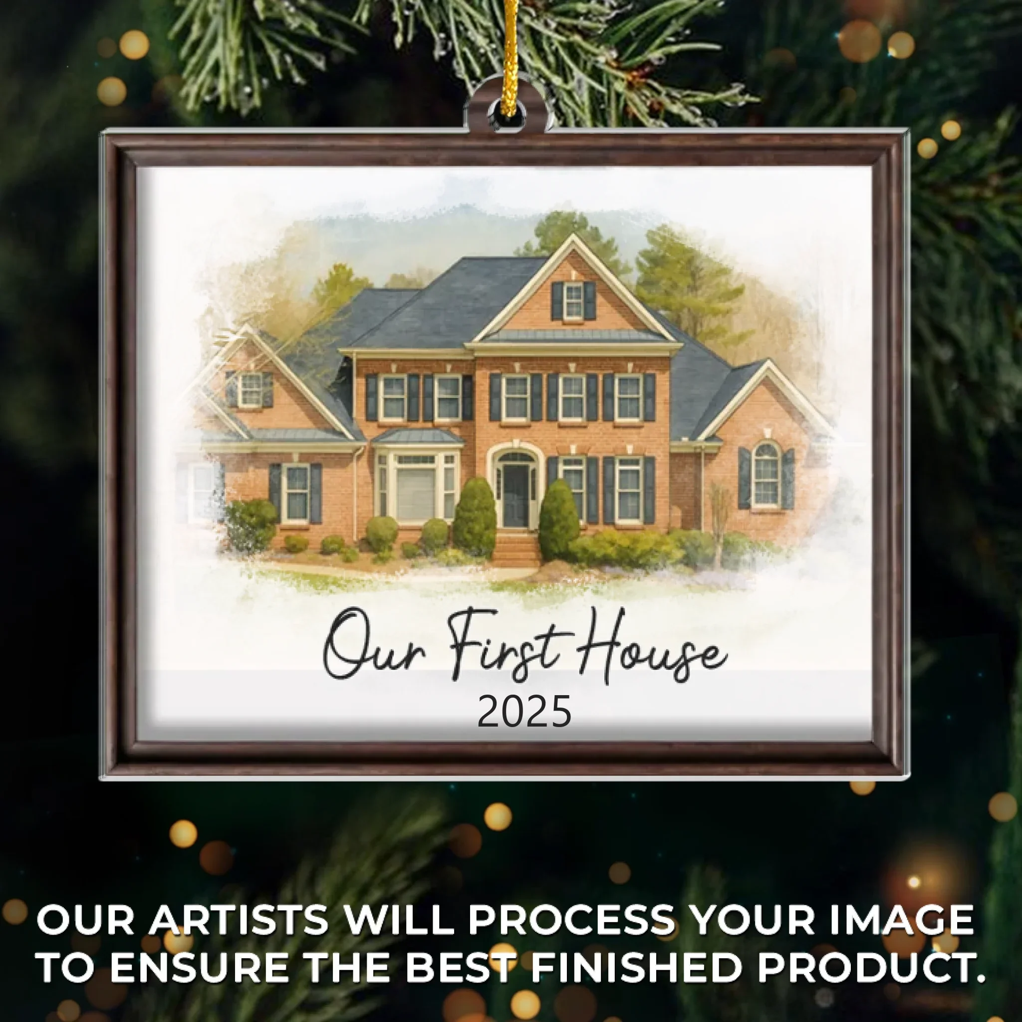 Custom Photo First Christmas In New Home Ceramic Ornament - Personalized Anniversary Christmas Wedding Gifts For Husband And Wife, Him And Her, New Homeowners, Couples, Friends - Forever Starts Here - Robaser