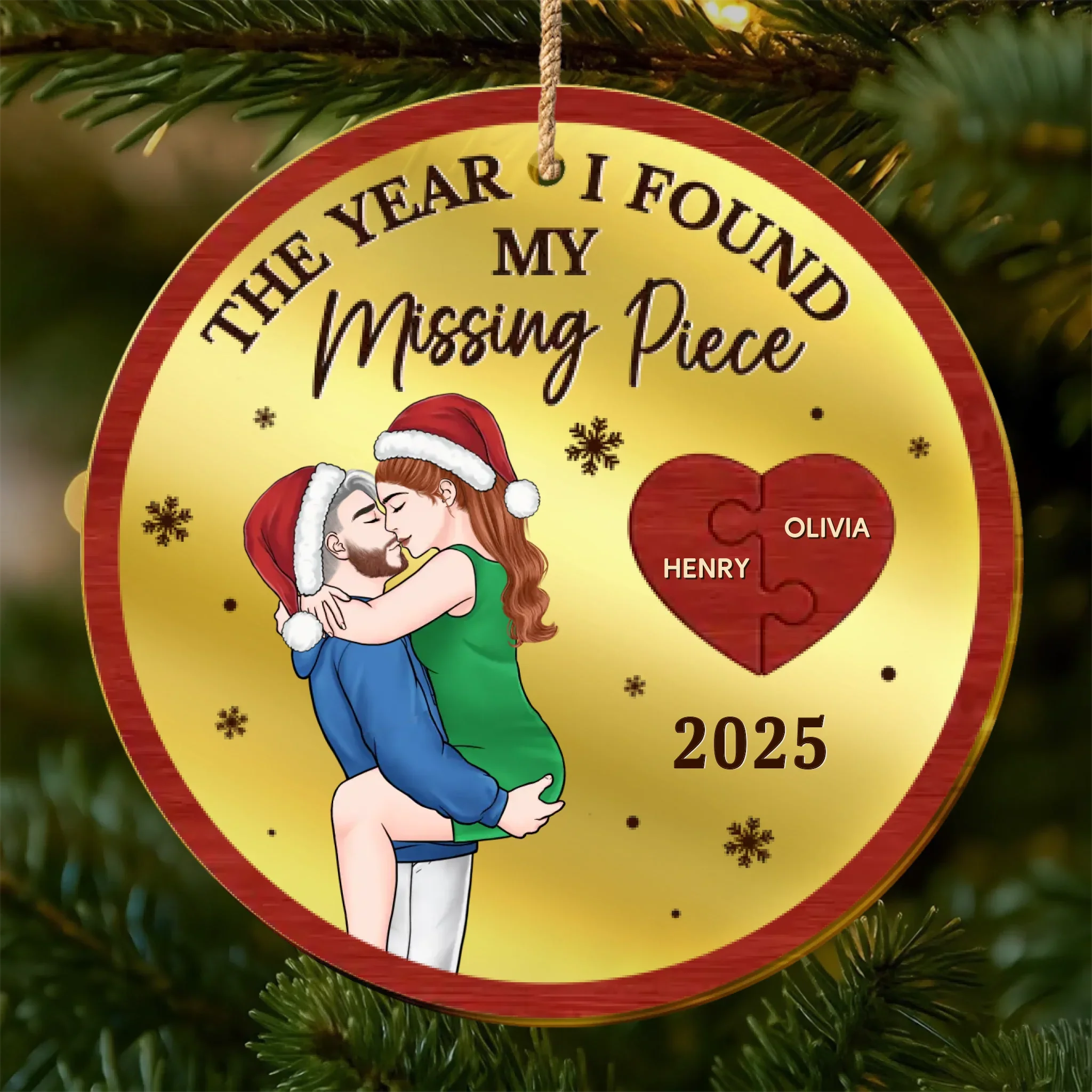 Custom Wooden Mirror Acrylic Ornament - Personalized  Anniversary Christmas Wedding Gifts For Husband And Wife, Him And Her - Years Change Love Stays - Robaser