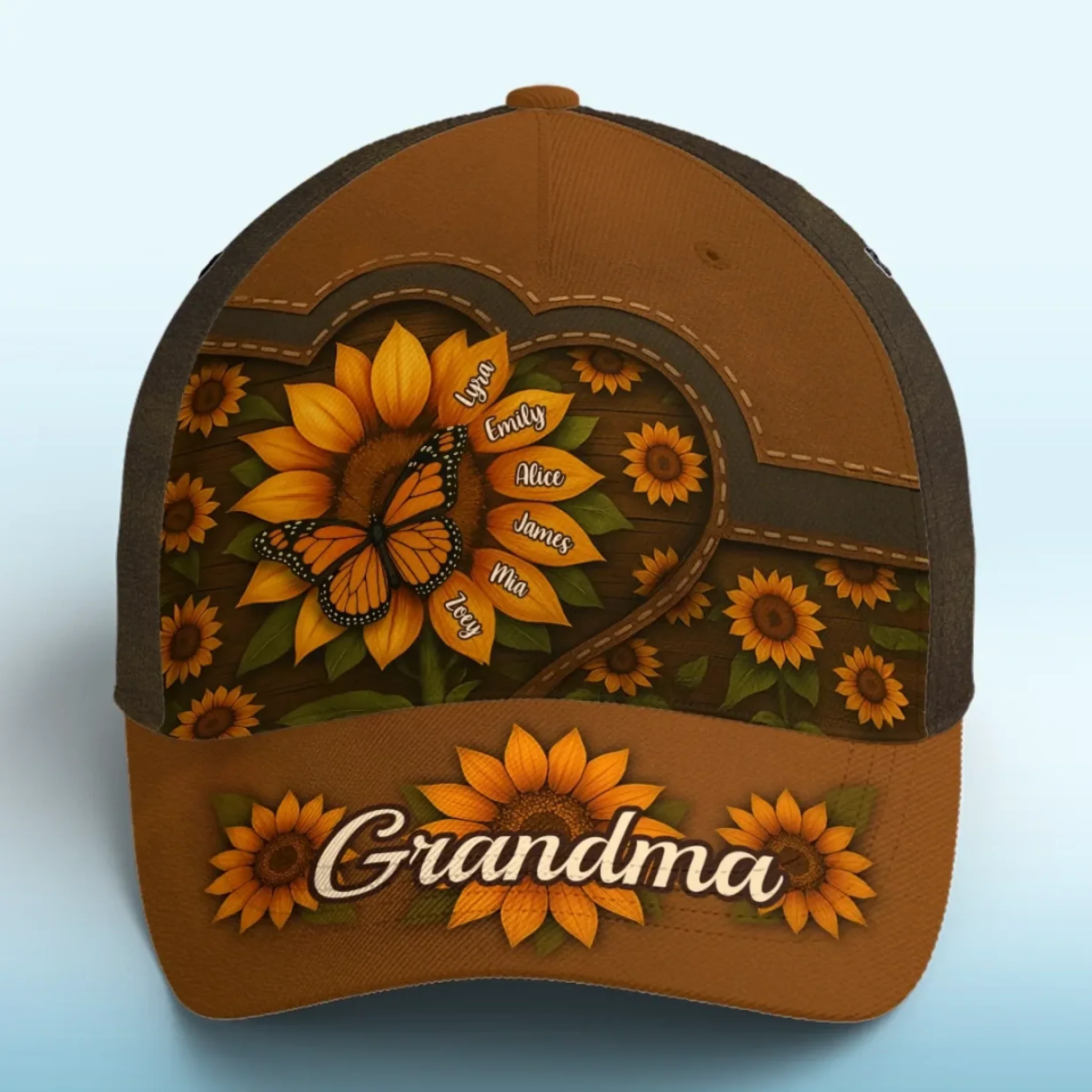 Her Love Blooms Like Sunflowers - Family Personalized Custom Hat, All Over Print Classic Cap - Mother's Day, Gift For Mom, Grandma - Robaser