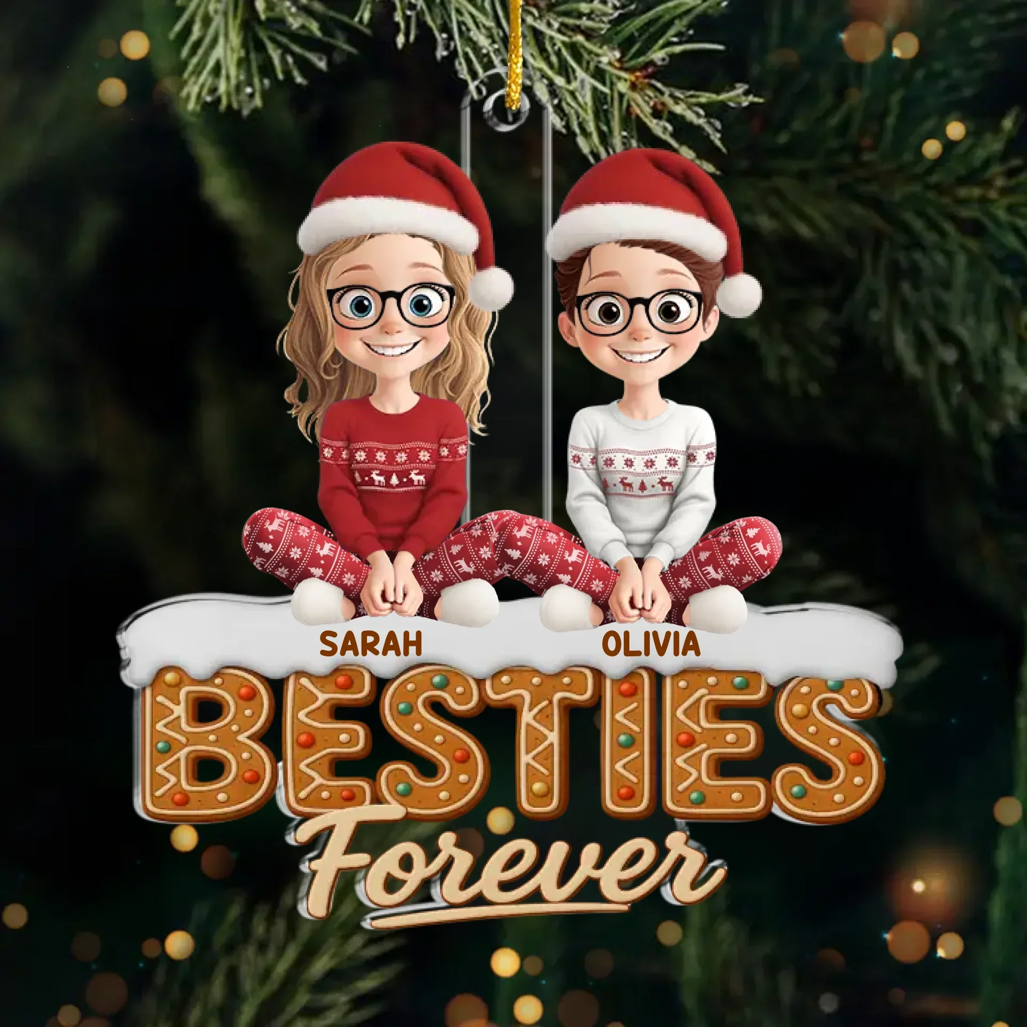 Custom Acrylic Ornament - Personalized Best Friend Christmas Birthday Gifts For Women, Besties, Sisters, BFF - Soulmates Always - Robaser