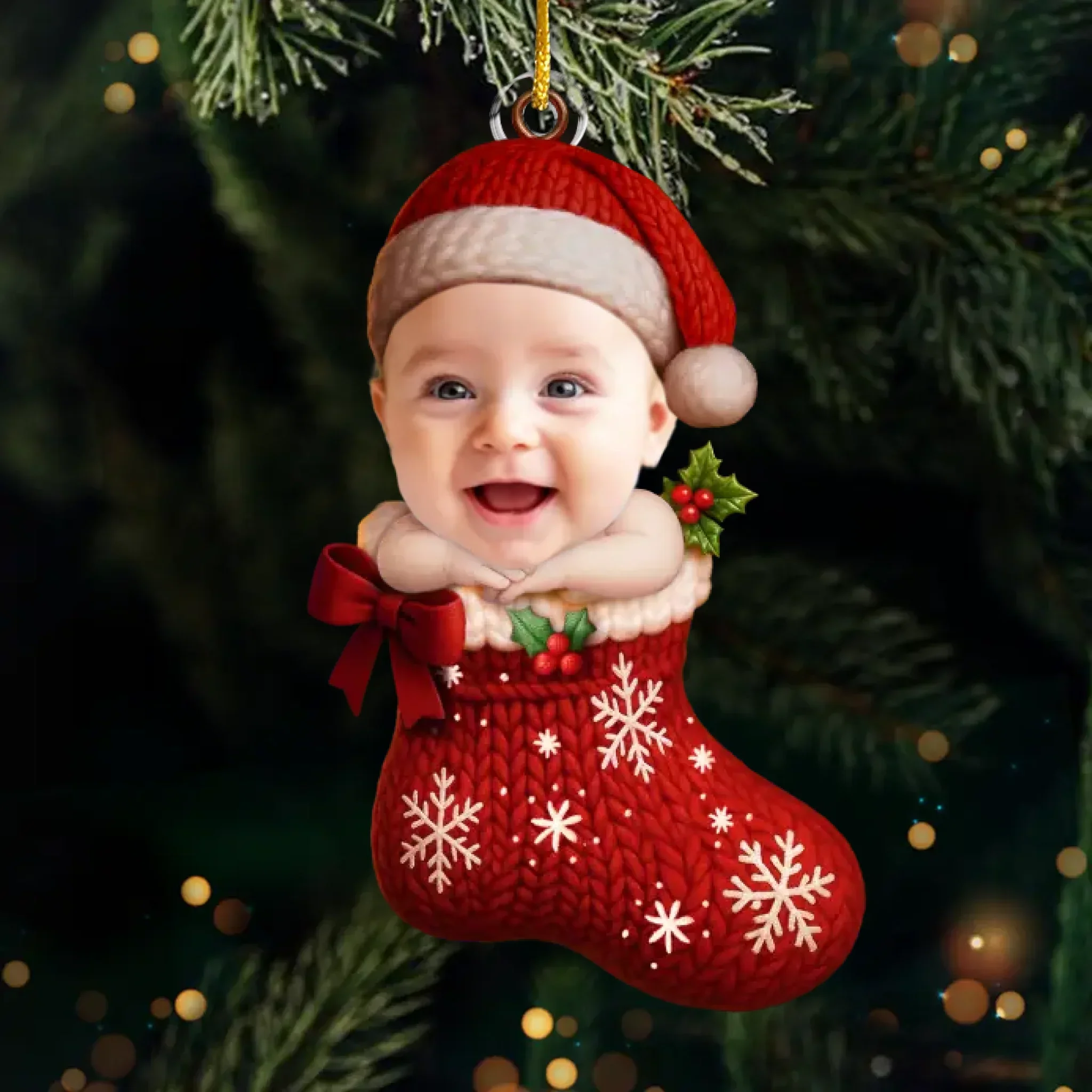 Custom Photo Acrylic Ornament - Personalized Christmas Birthday Gifts For Kids - Baby Sparkles Love All Around - Robaser